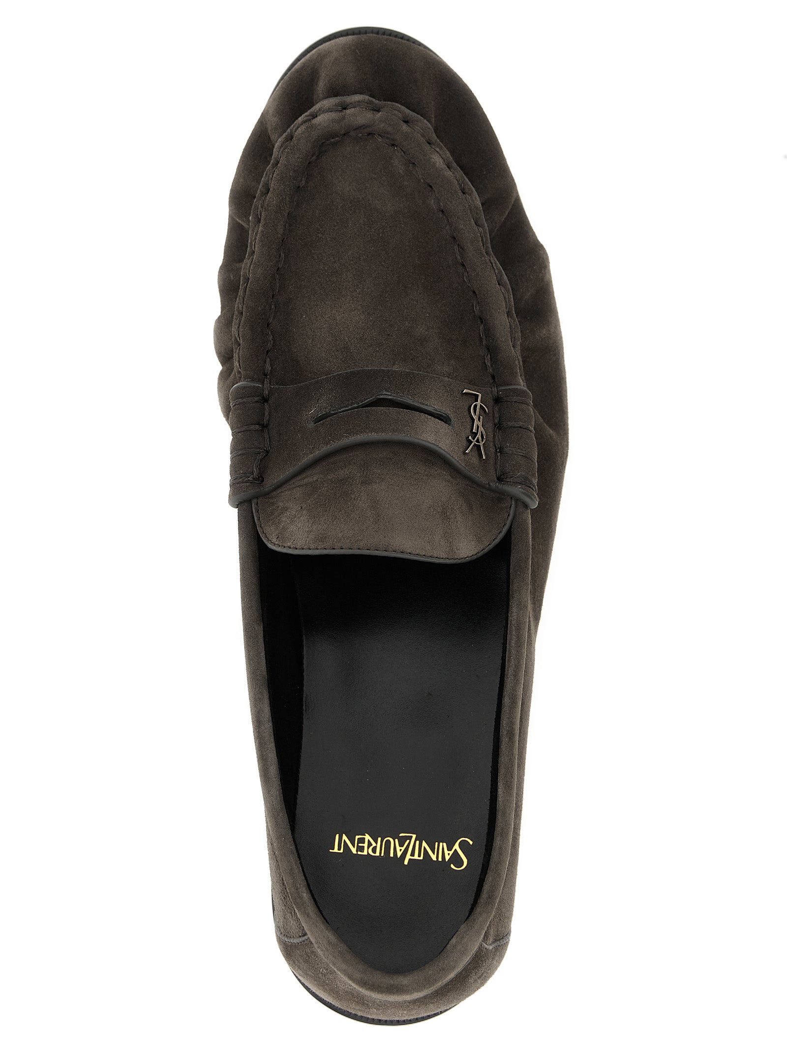 Saint Laurent Brown Calfskin Slip-On Men's Loafers