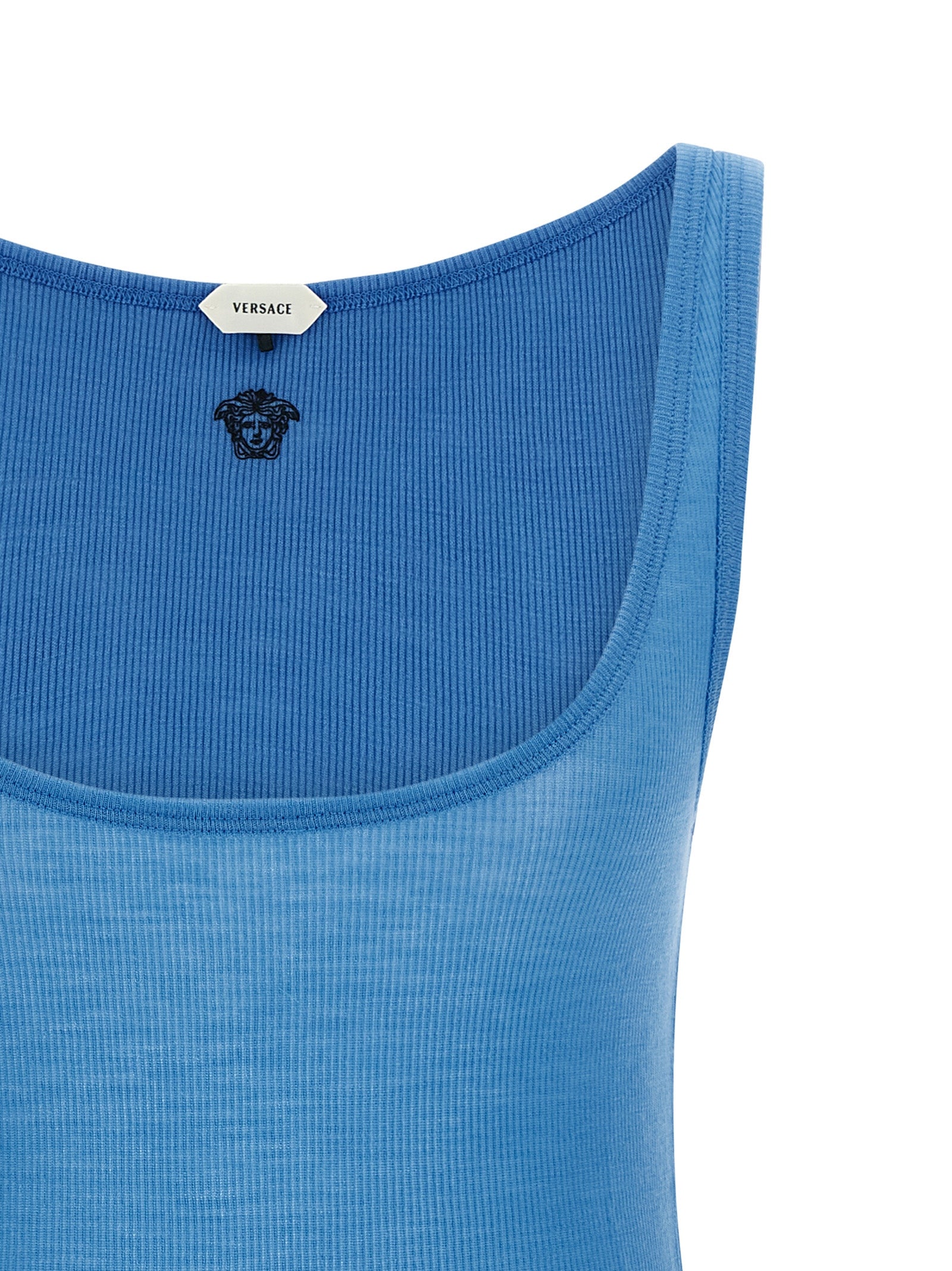Versace Blue Virgin Wool Tank Women's Tops