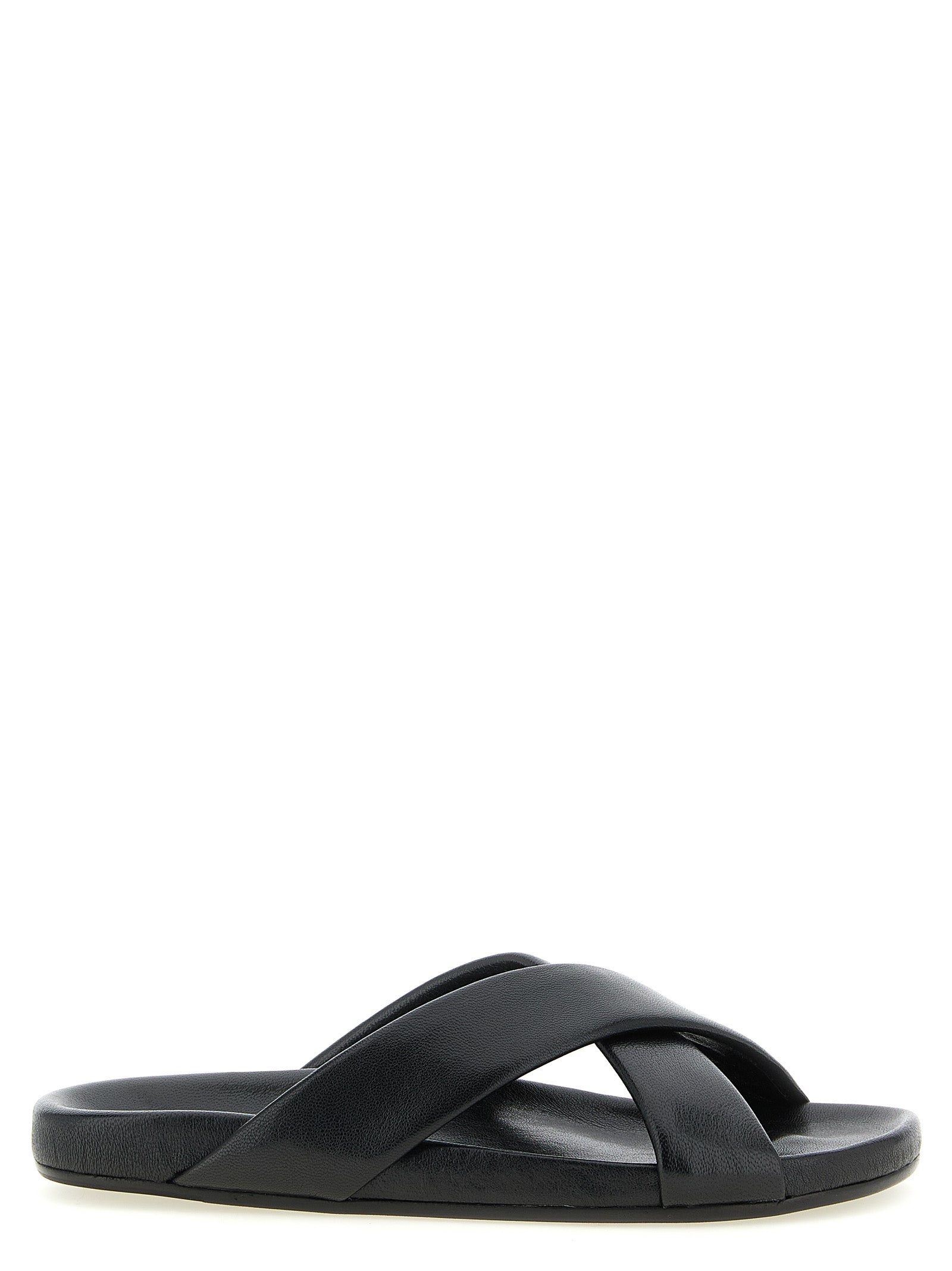 Saint Laurent Black Lamb Leather Men's Slides