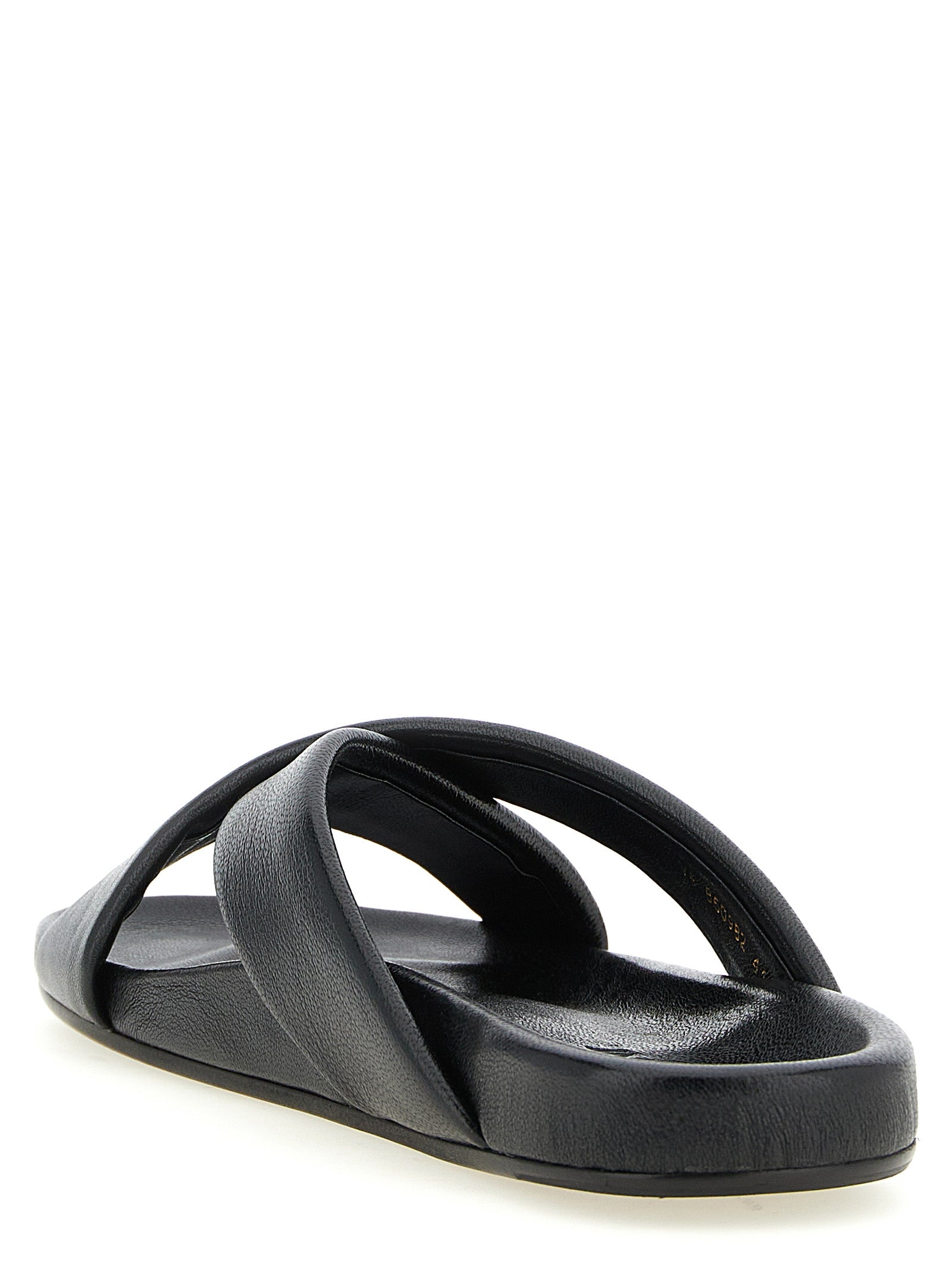 Saint Laurent Black Lamb Leather Men's Slides
