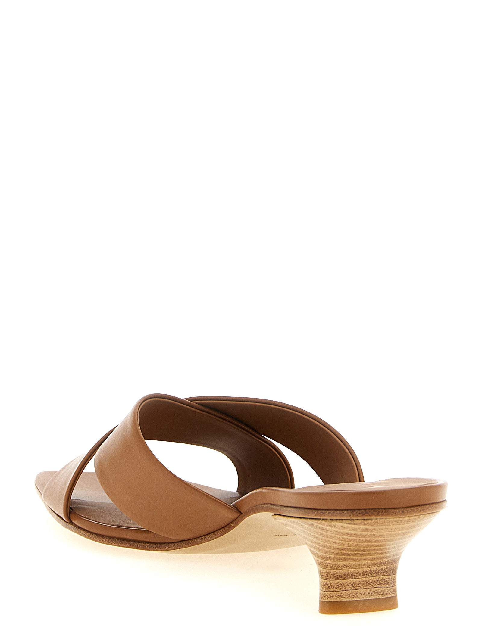 VICINI Brown Calfskin Mid Heel Women's Pumps