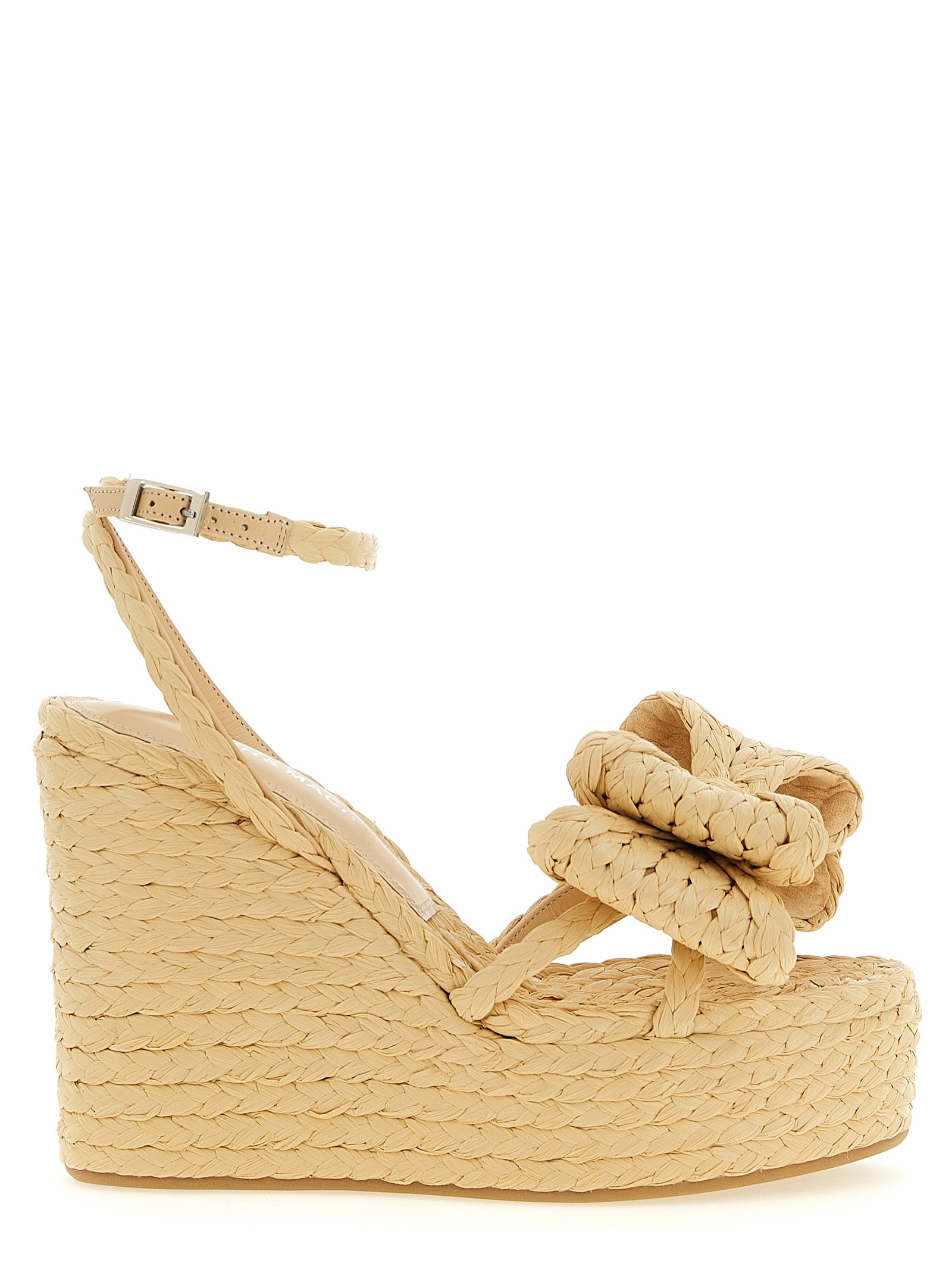 MACH & MACH Beige Raffia Wedge Women's Sandals