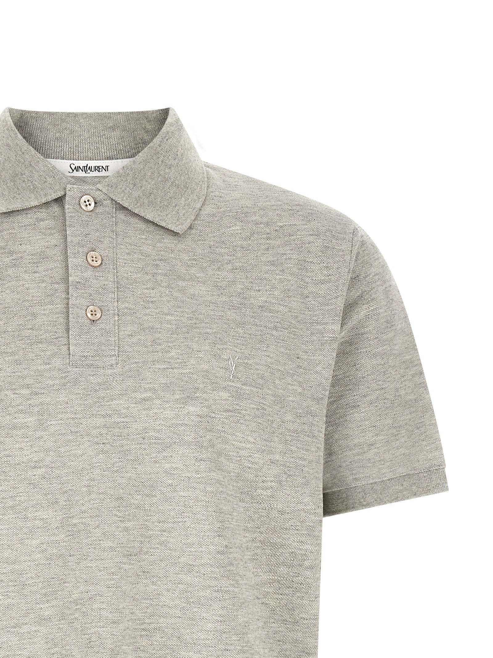 Saint Laurent Gray Cotton Polo Men's Shirt