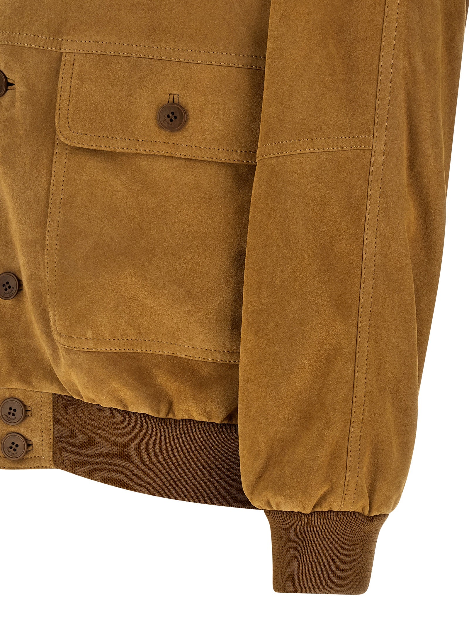 Saint Laurent Brown Lamb Leather Leather Men's Jacket