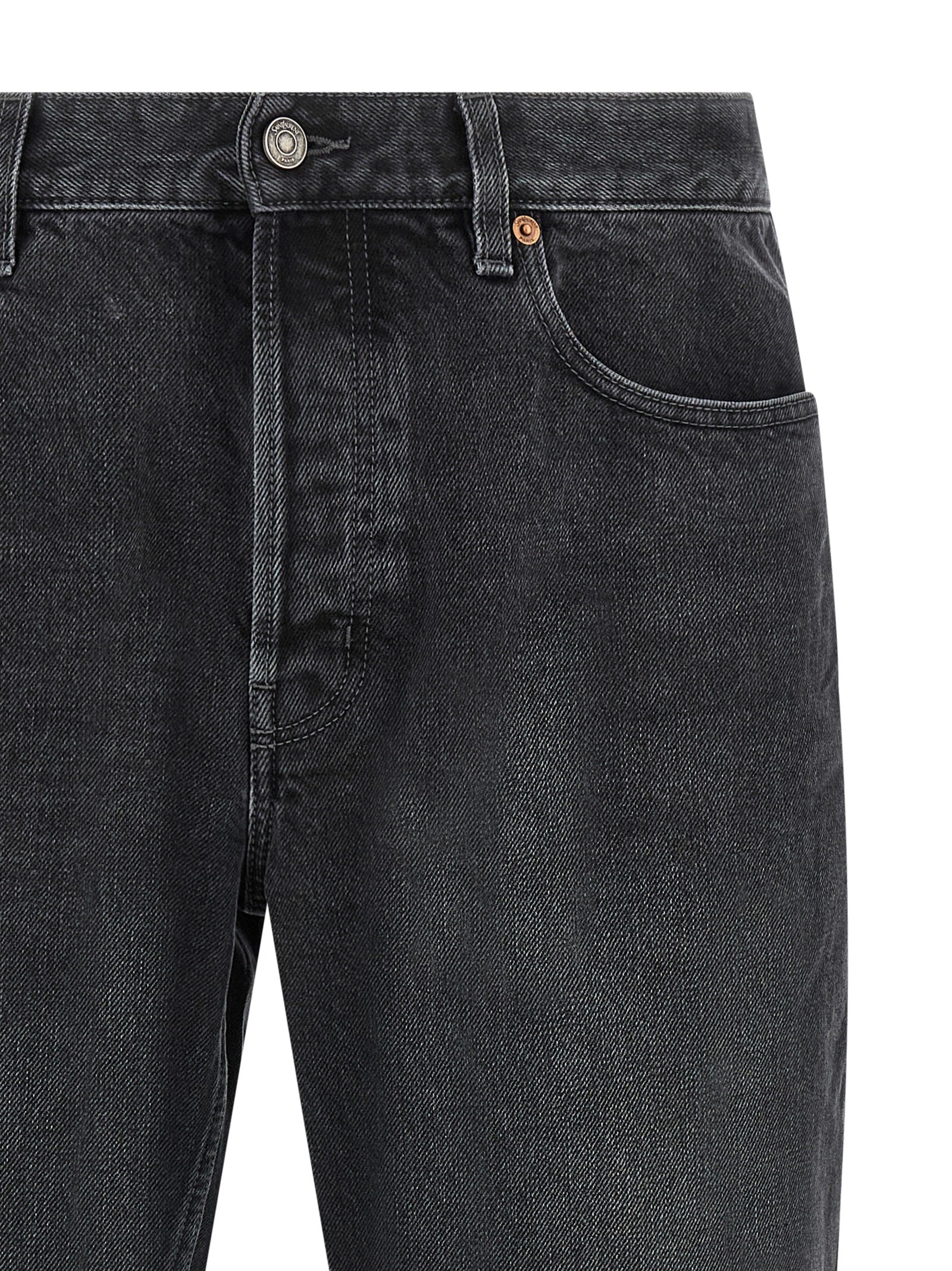 Saint Laurent Black Cotton Straight-Leg Men's Jeans
