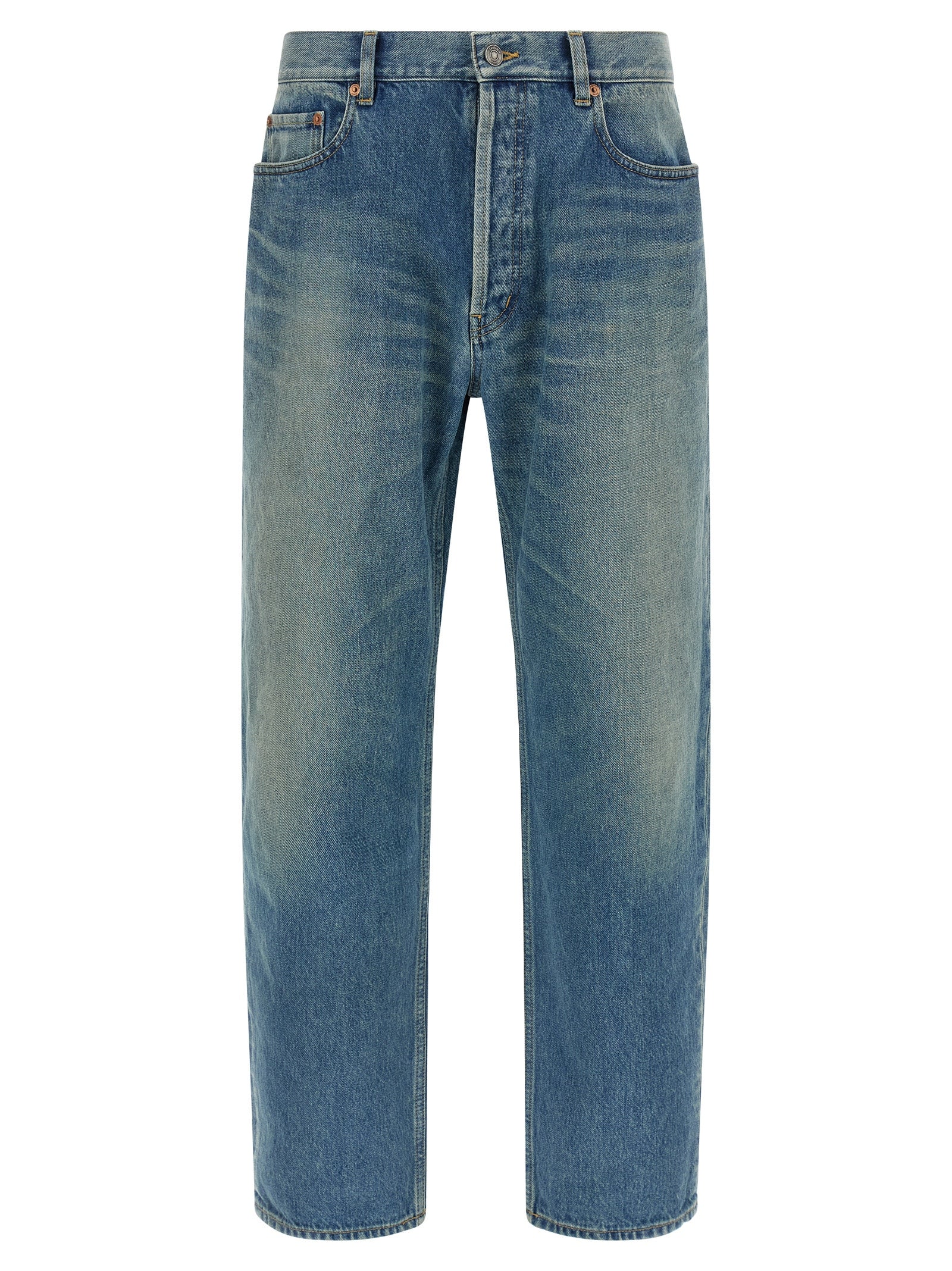 Saint Laurent Blue Cotton Straight-Leg Men's Jeans