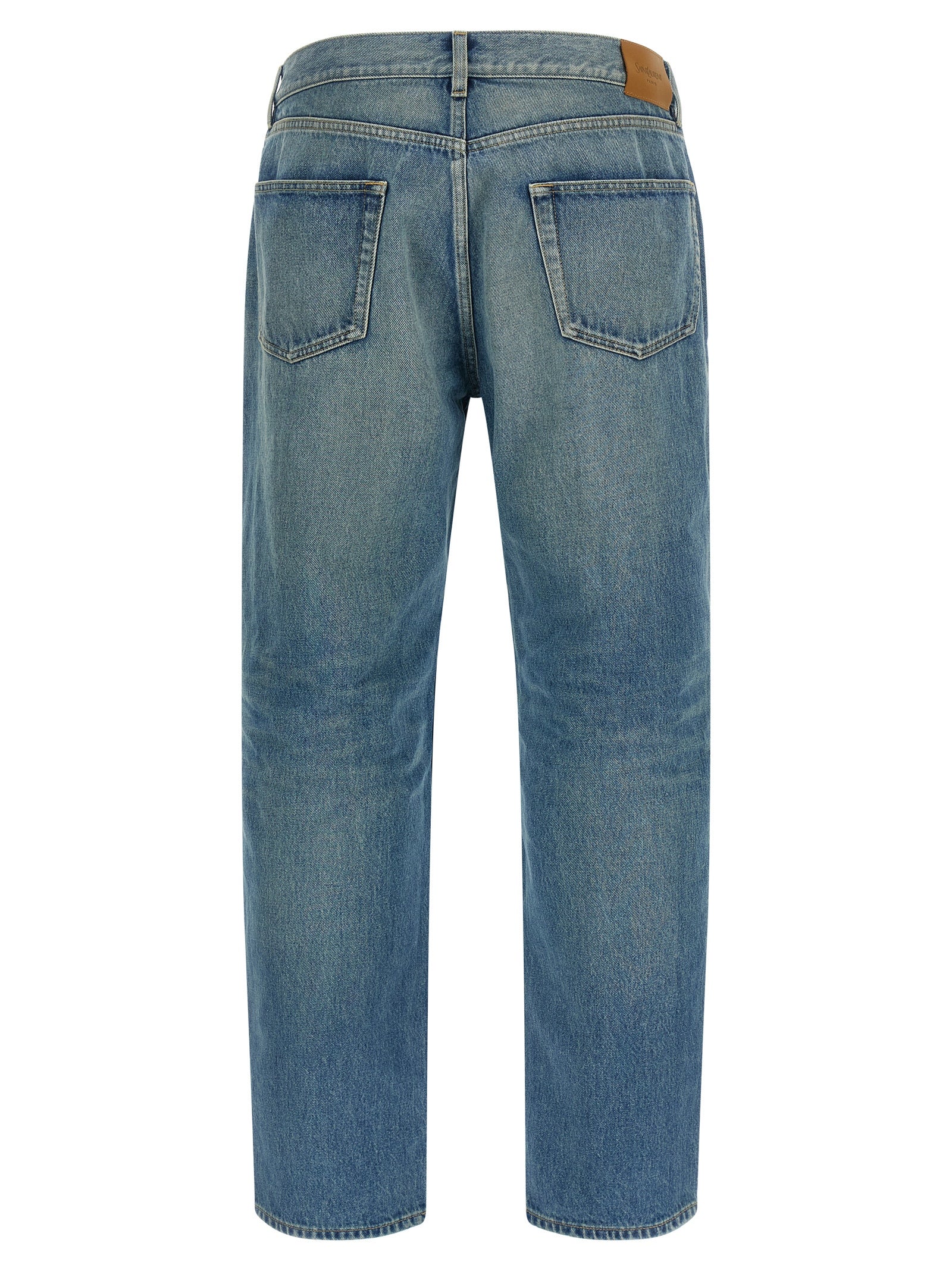 Saint Laurent Blue Cotton Straight-Leg Men's Jeans