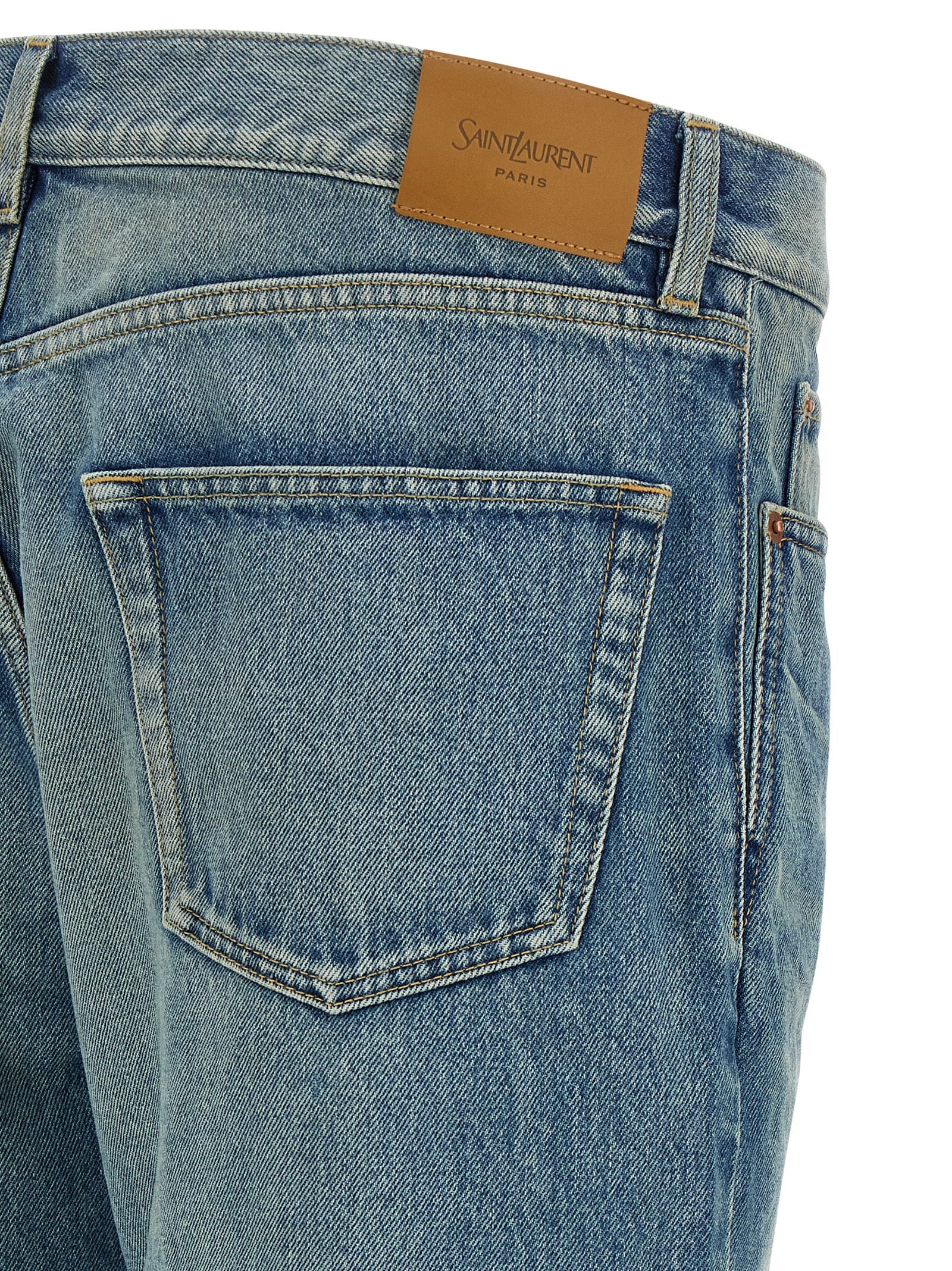 Saint Laurent Blue Cotton Straight-Leg Men's Jeans