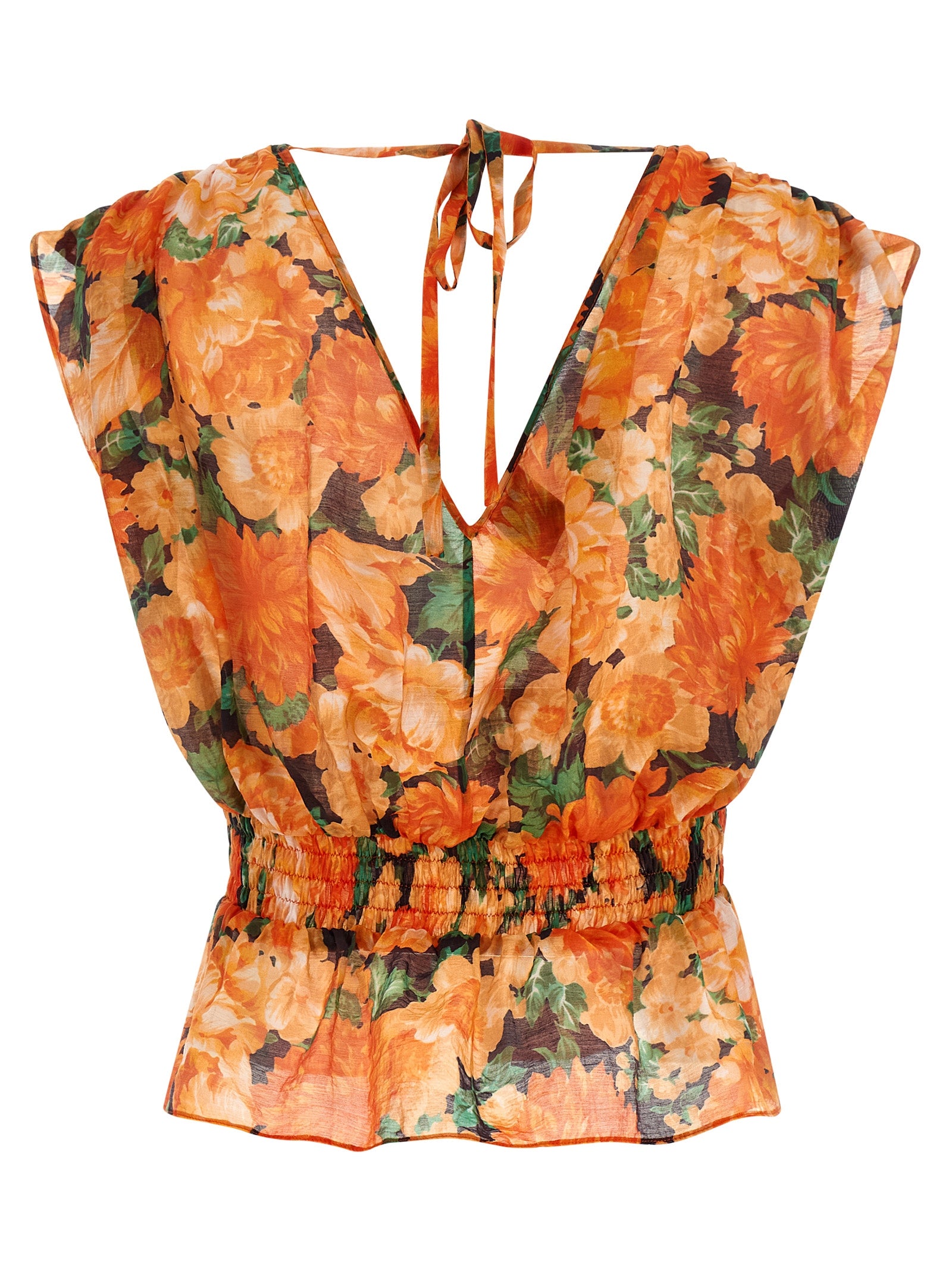 PINKO Orange Lyocell Pattern Women's Shirt