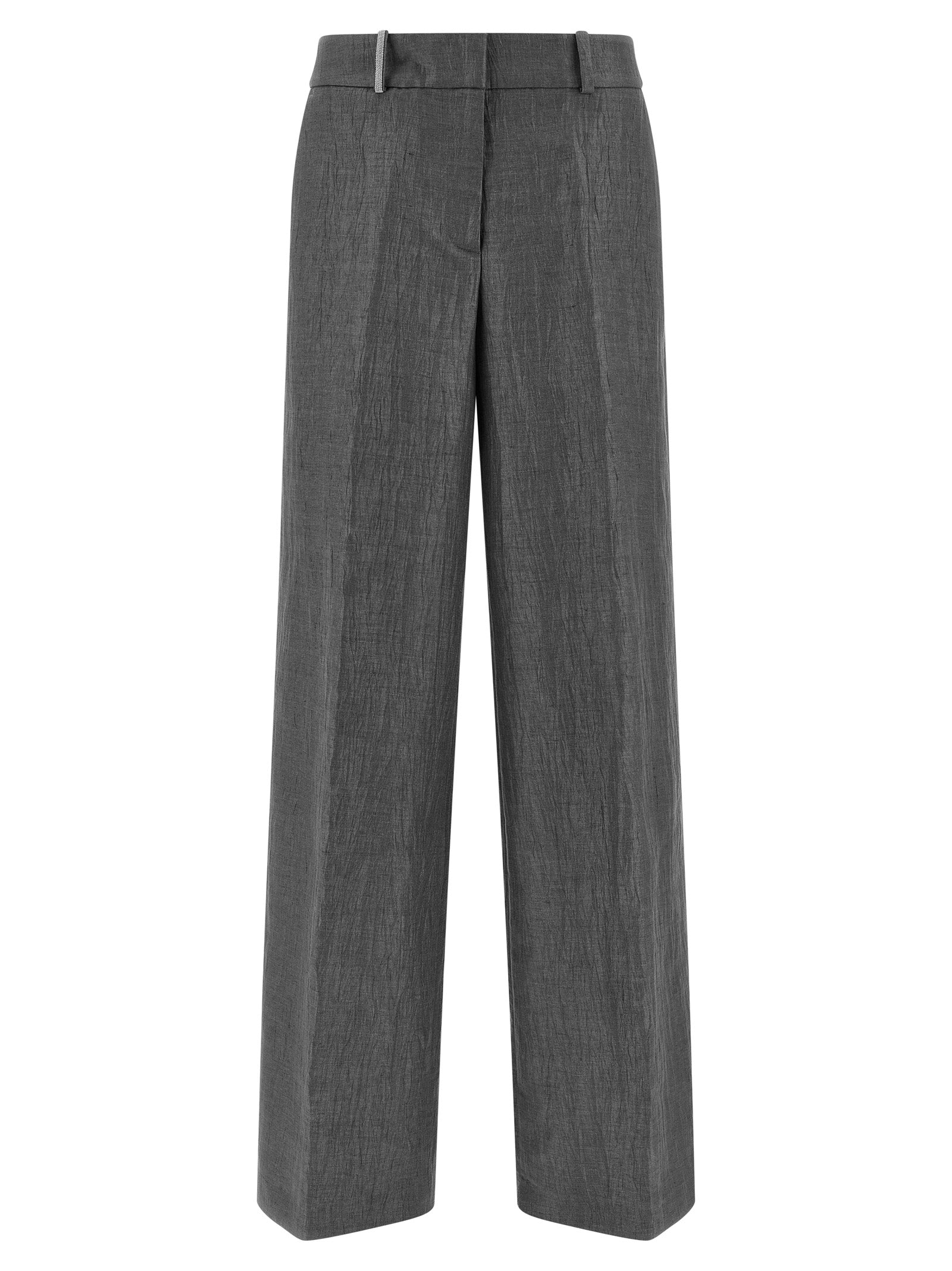 Peserico Gray Linen Casual Women's Pants