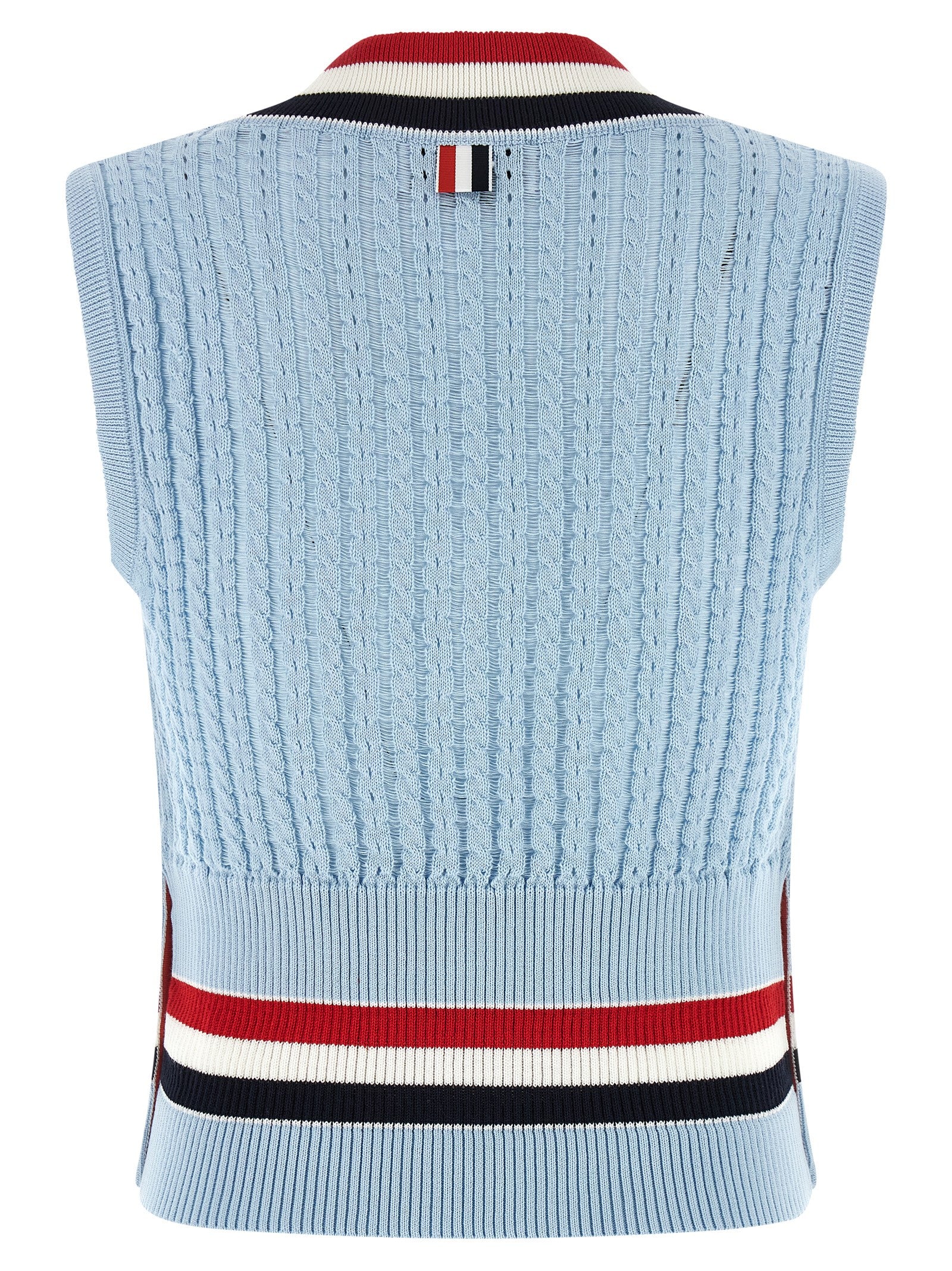 Thom Browne Blue Cotton Sleeveless Women's Jacket