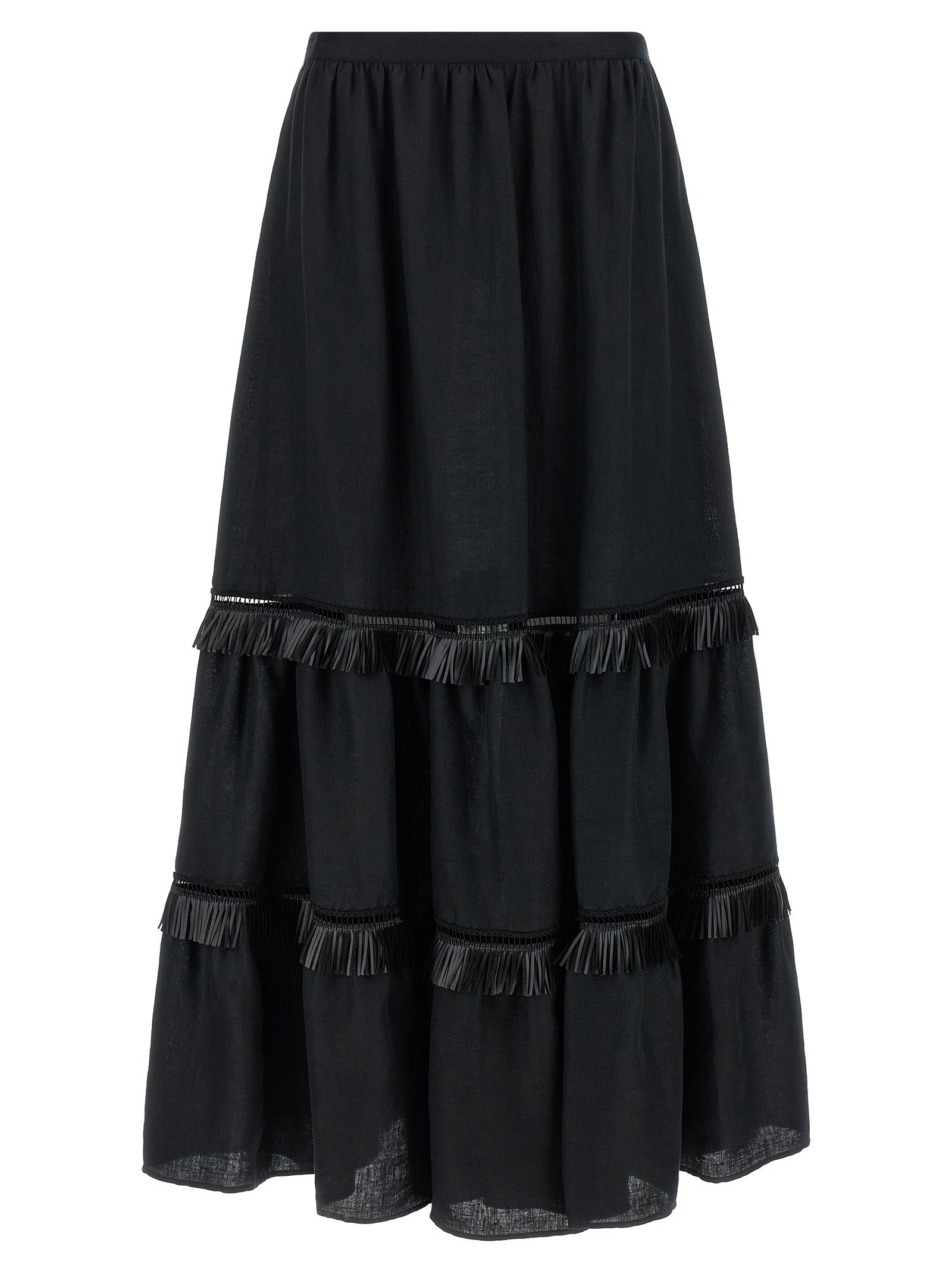 Kiton Black Linen Mini Women's Skirt