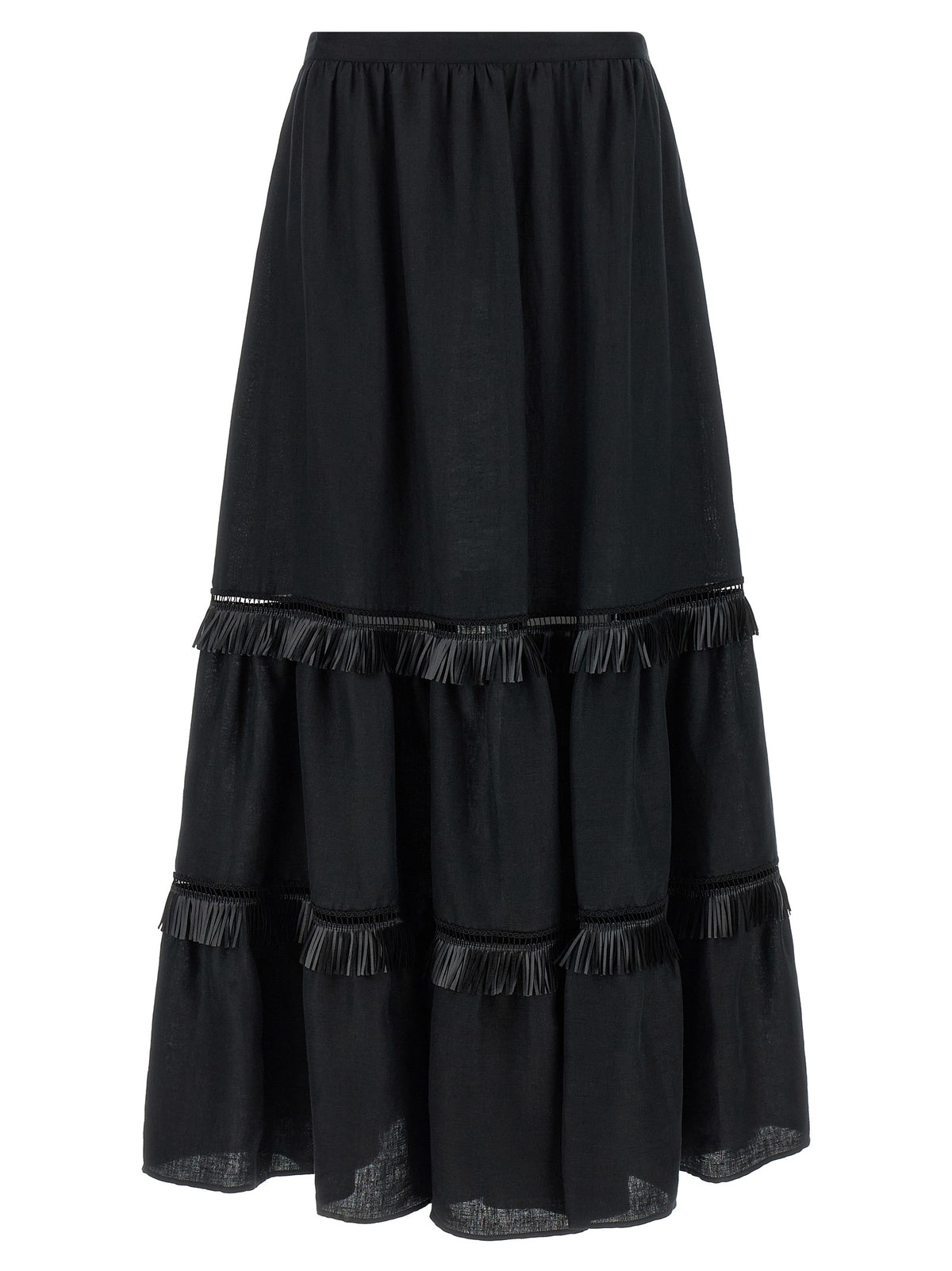 Kiton Black Linen Mini Women's Skirt