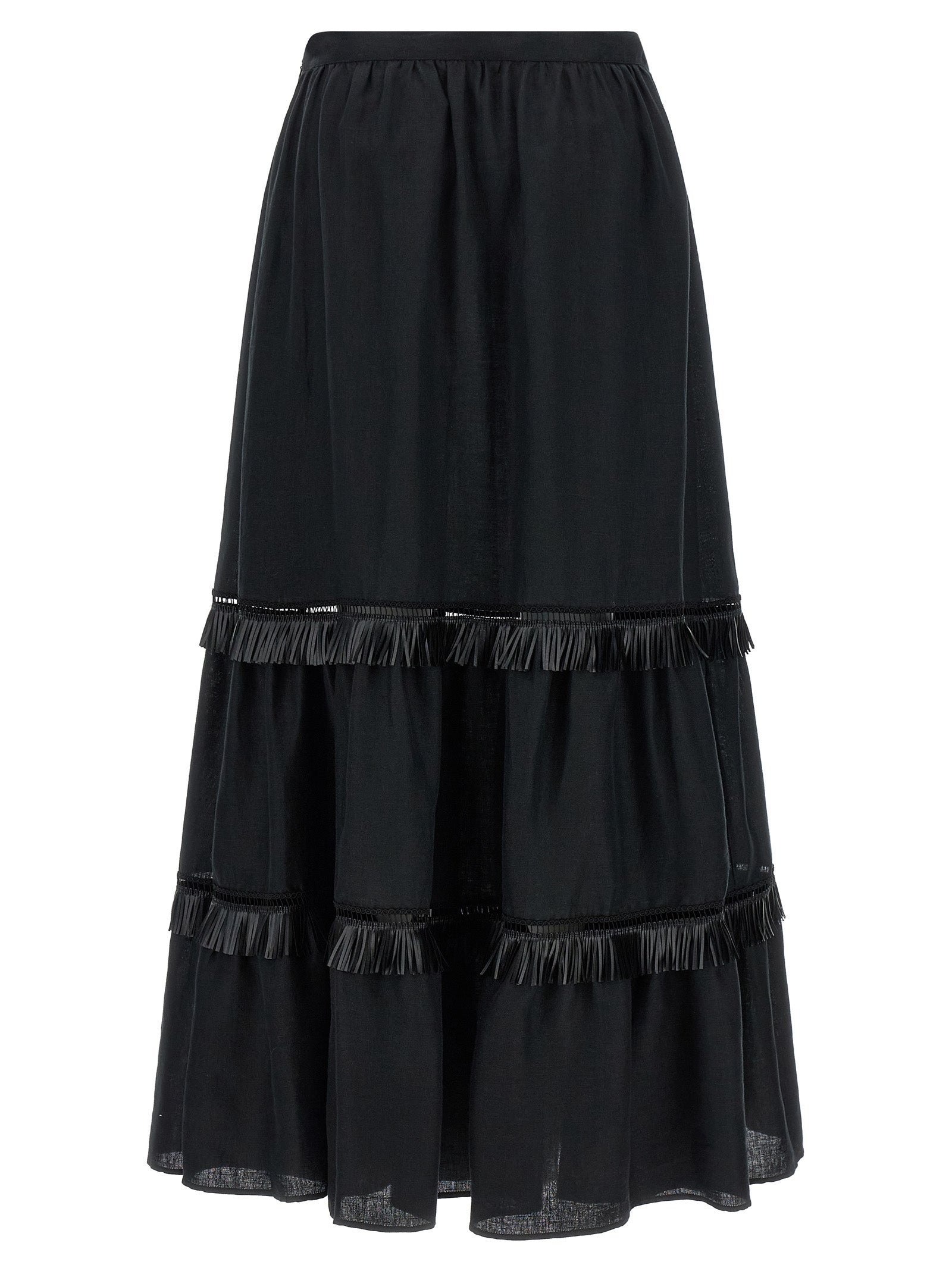 Kiton Black Linen Mini Women's Skirt