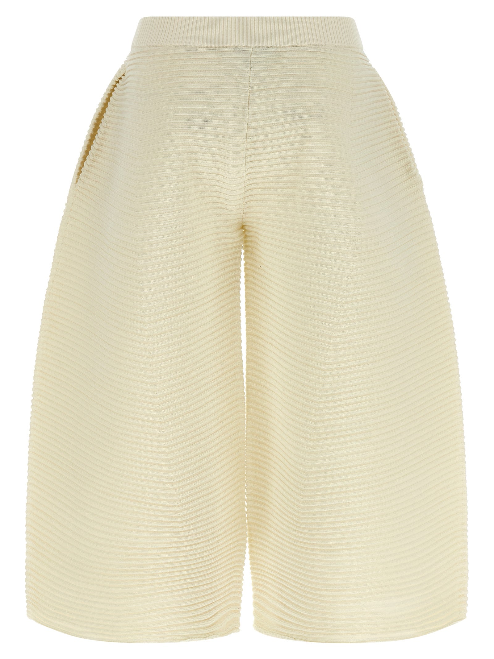 Issey Miyake White Polyester Cropped Women's Pants