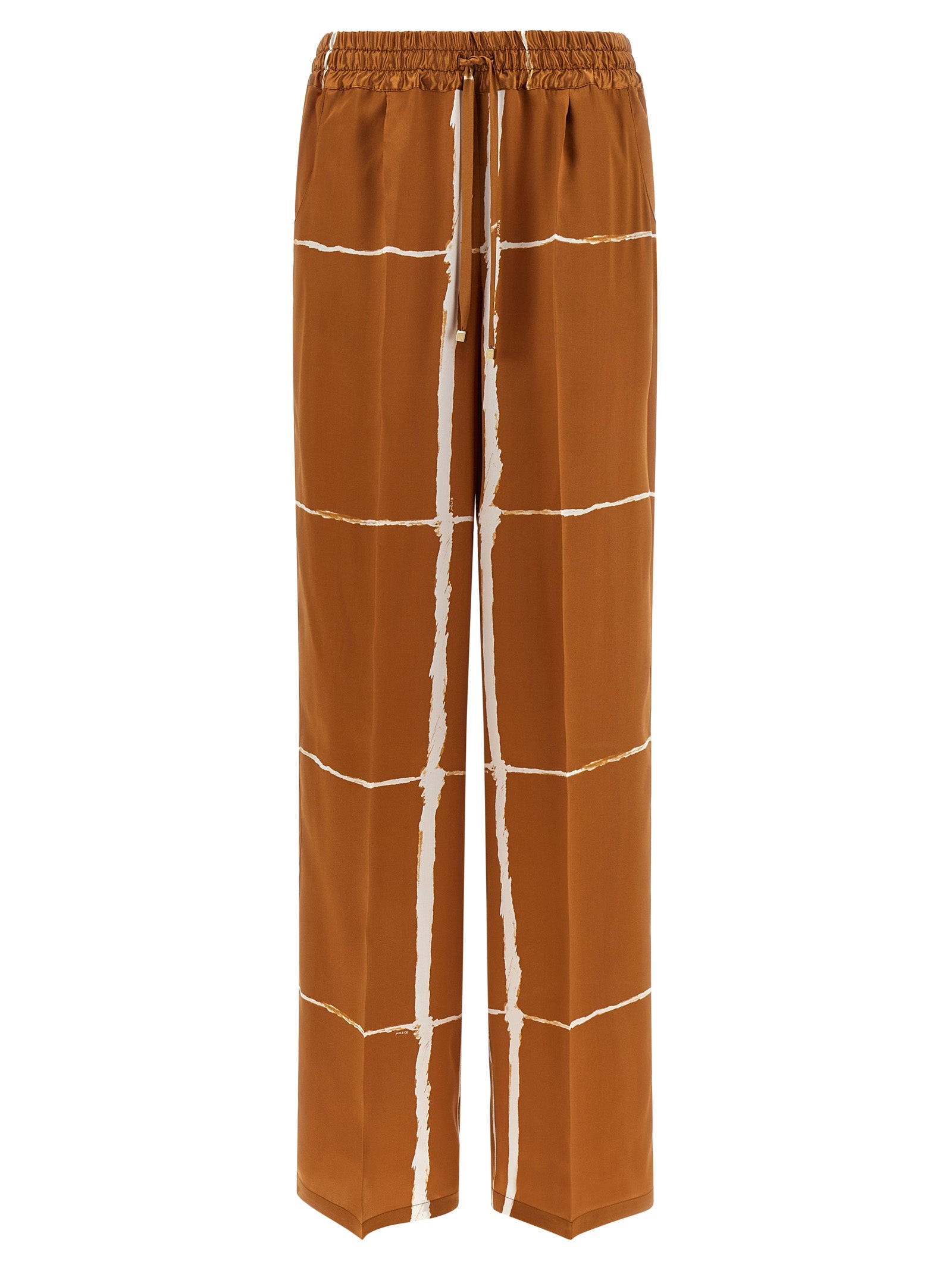 Kiton Brown Silk Casual Women's Pants
