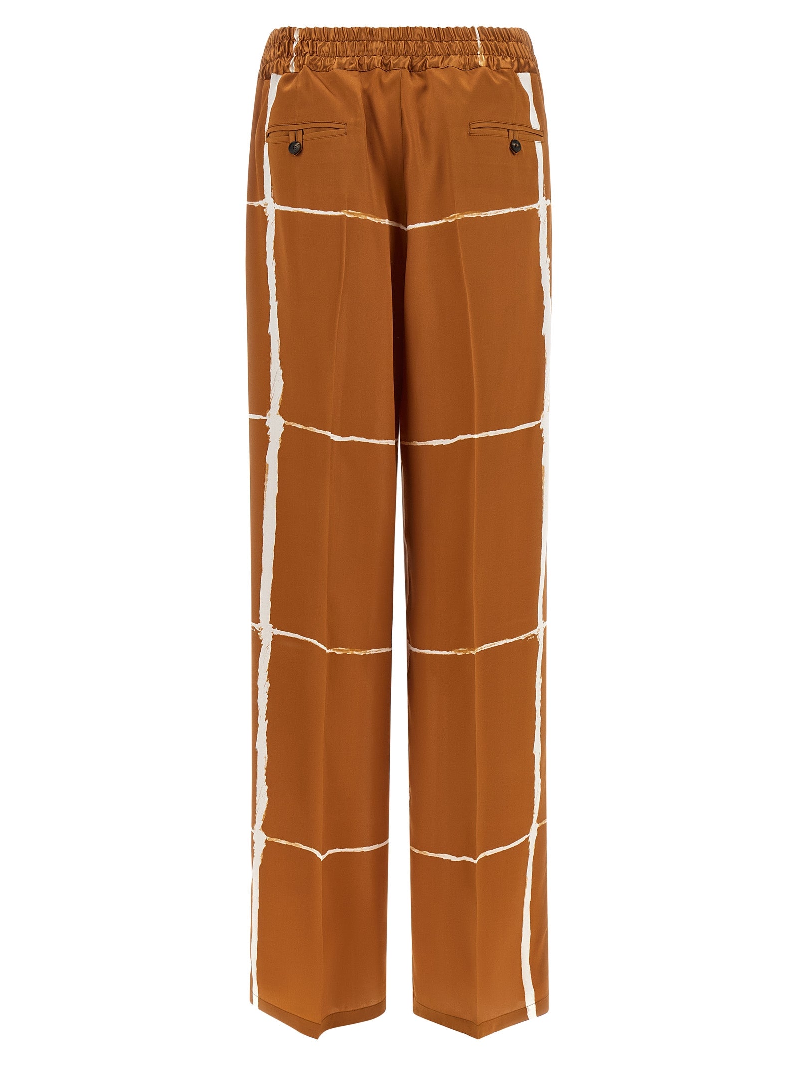 Kiton Brown Silk Casual Women's Pants