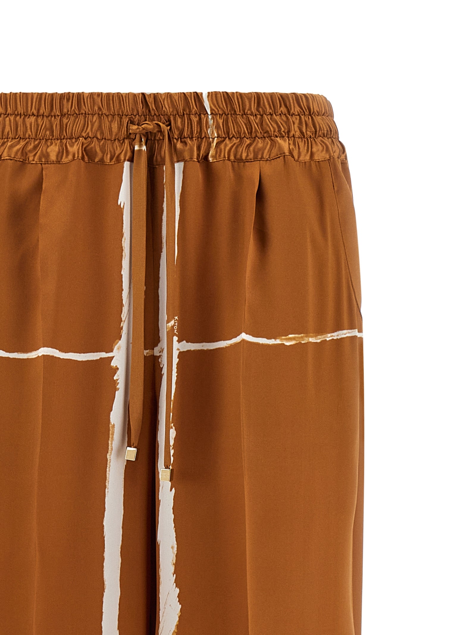 Kiton Brown Silk Casual Women's Pants