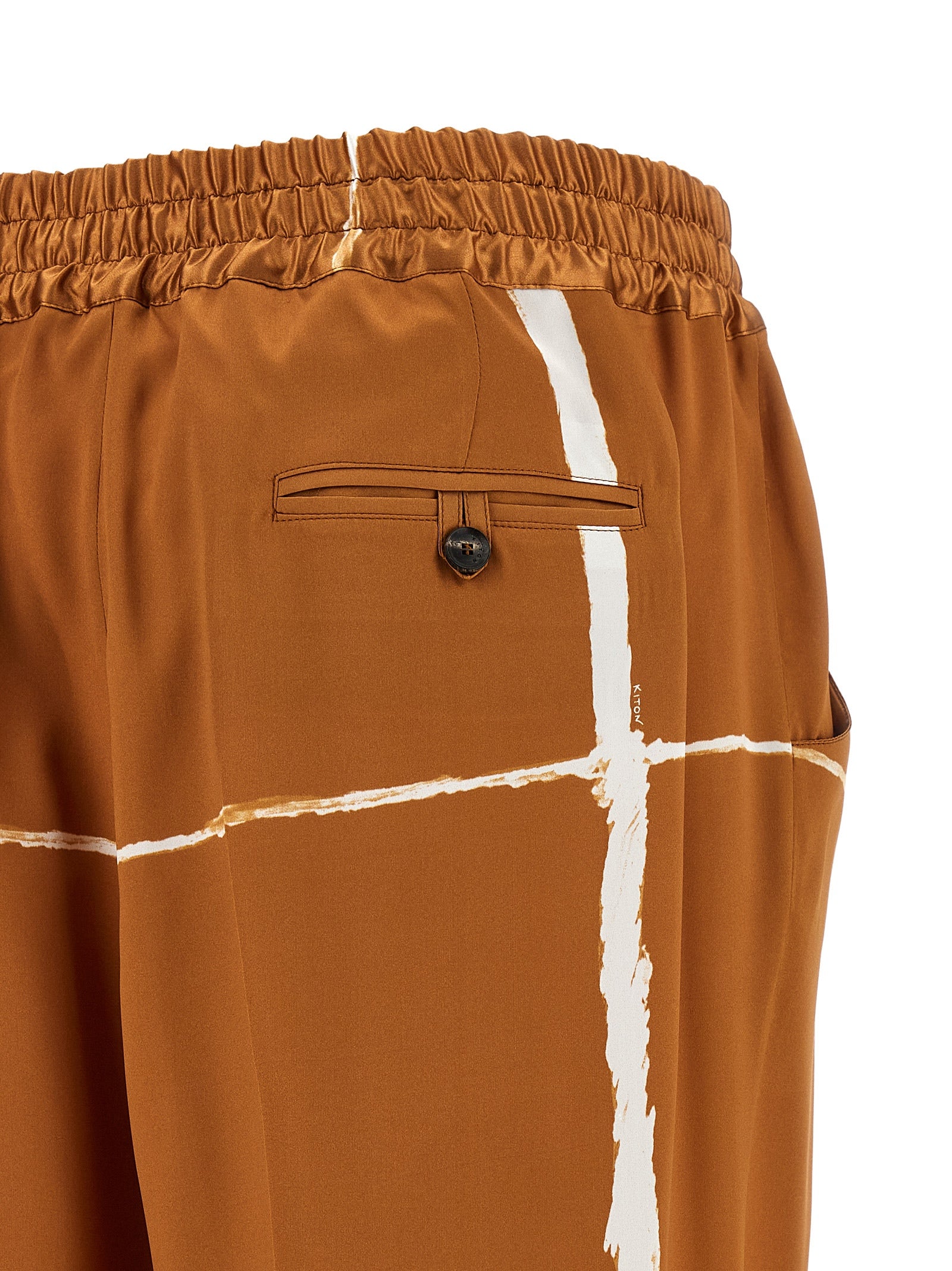 Kiton Brown Silk Casual Women's Pants