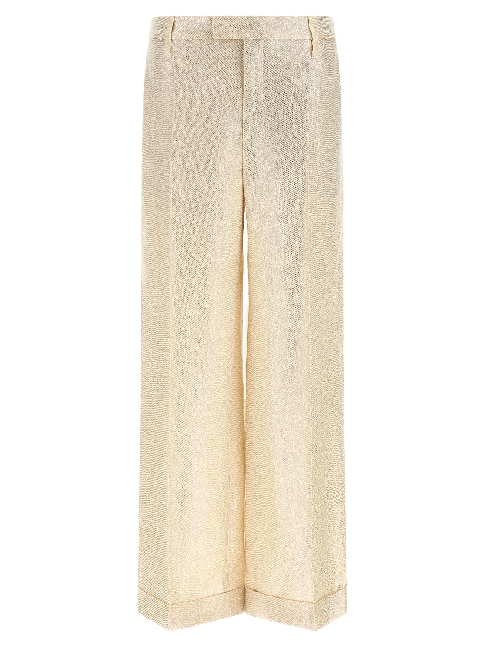 Brunello Cucinelli Gold Linen Casual Women's Pants
