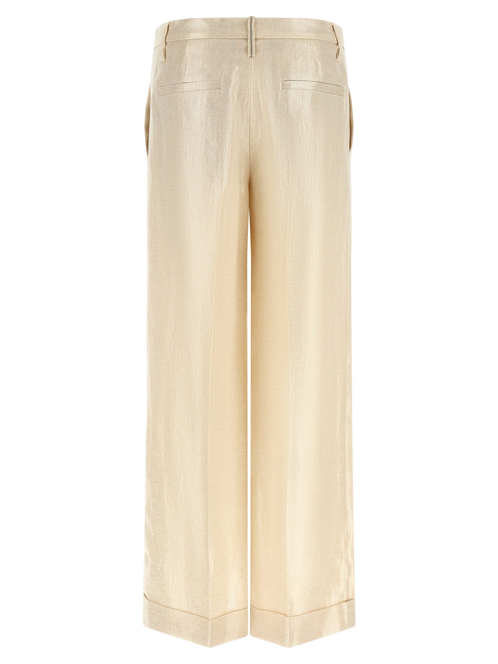 Brunello Cucinelli Gold Linen Casual Women's Pants