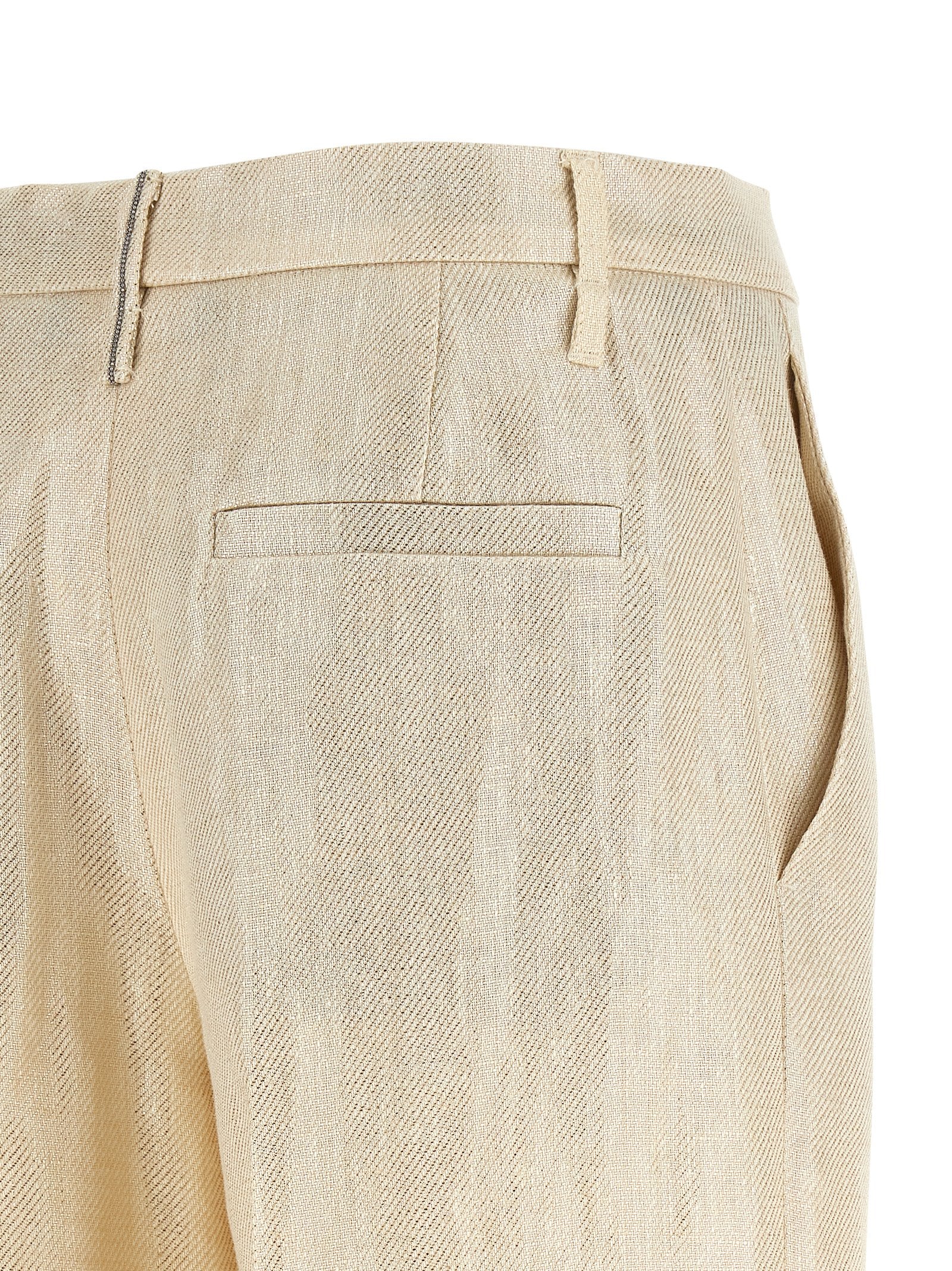 Brunello Cucinelli Gold Linen Casual Women's Pants