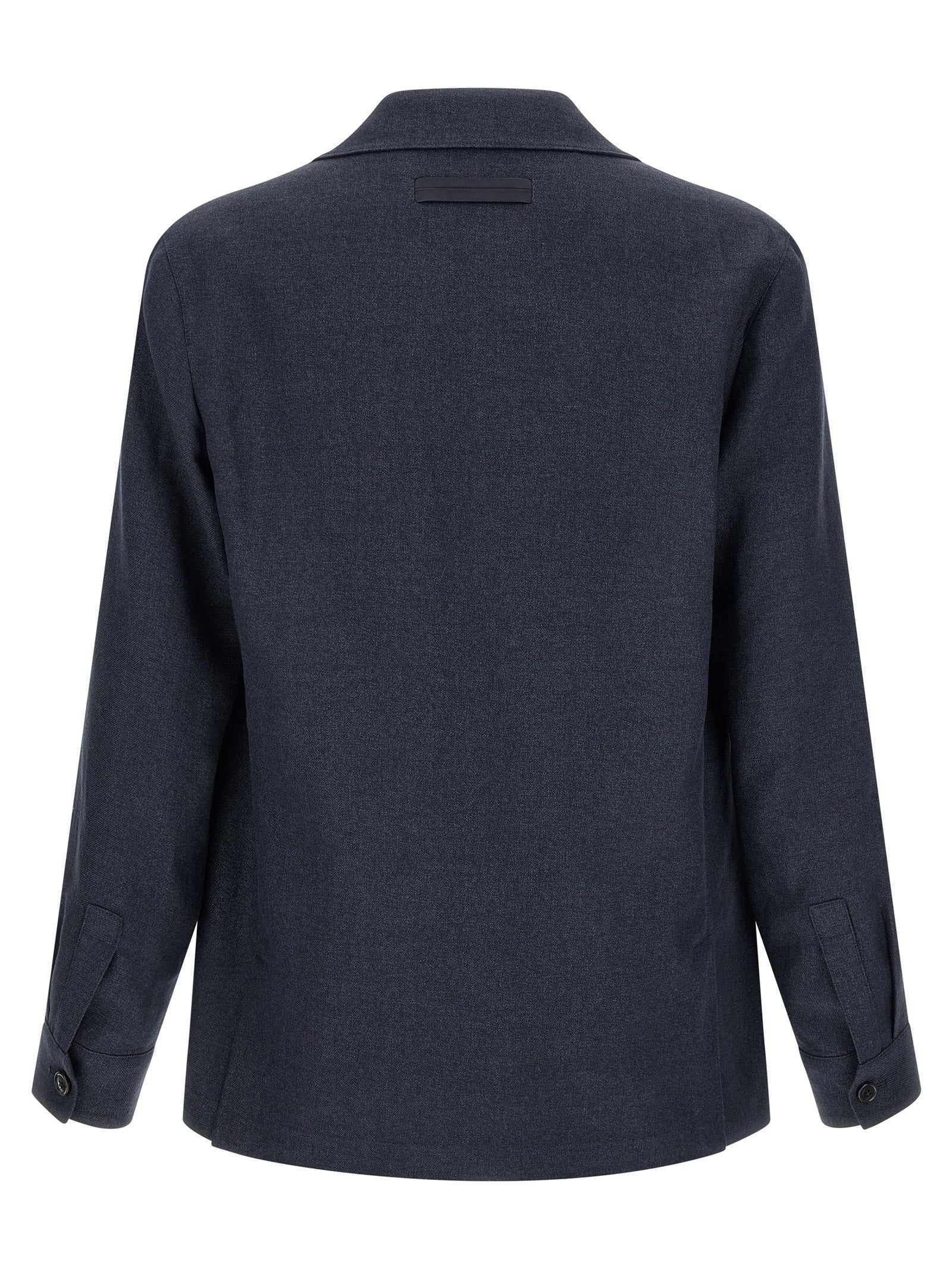 ZEGNA Blue Linen Full-Length Men's Jacket
