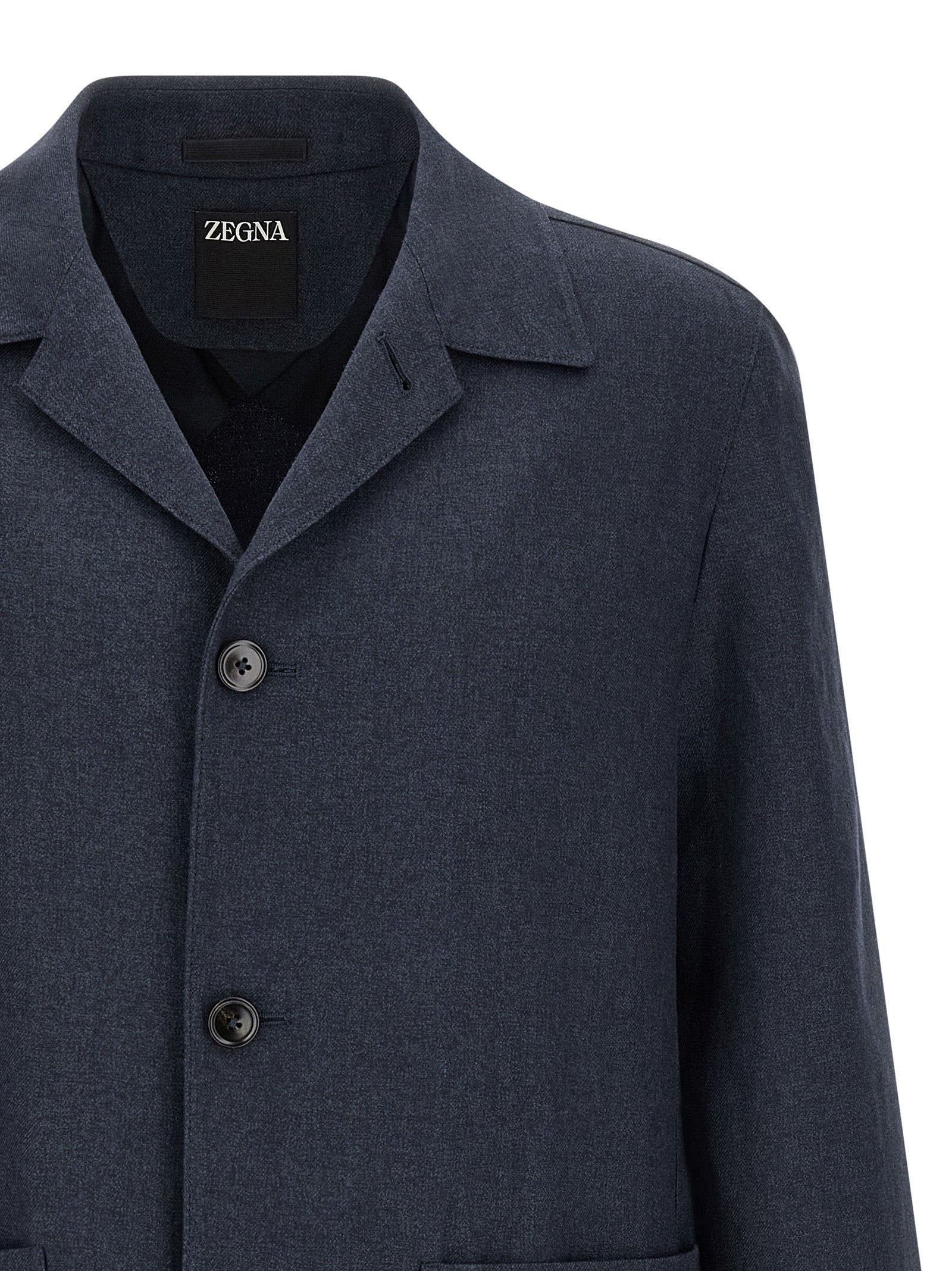 ZEGNA Blue Linen Full-Length Men's Jacket