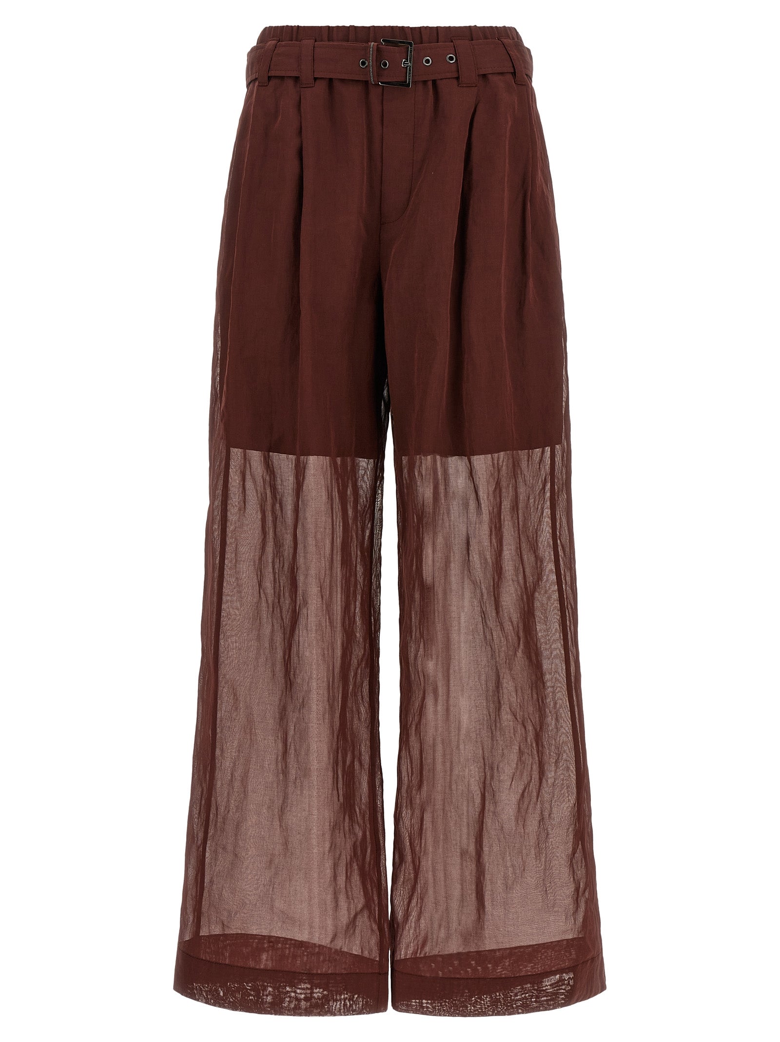 Brunello Cucinelli Bordeaux Cotton Flared Women's Pants