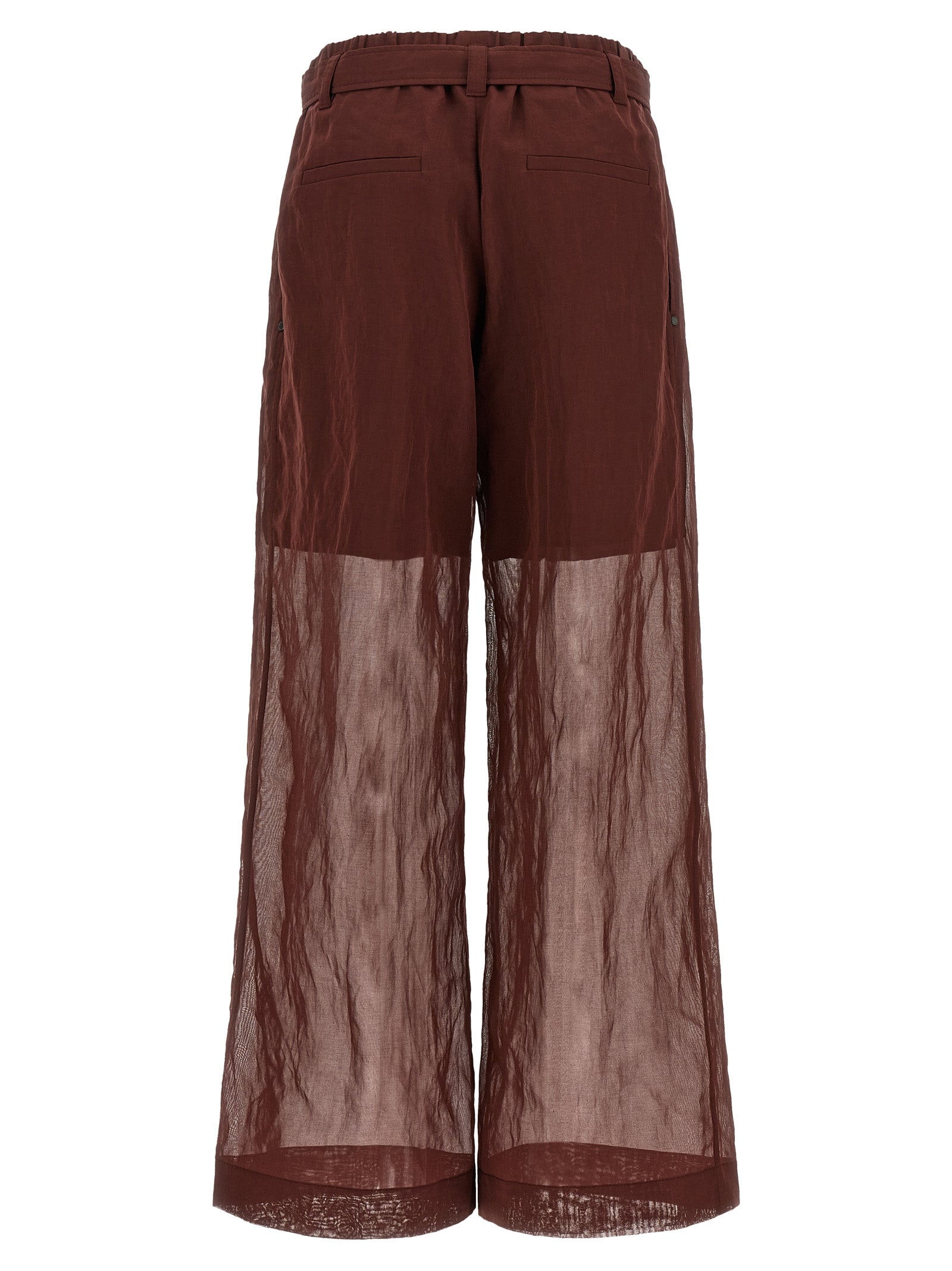 Brunello Cucinelli Bordeaux Cotton Flared Women's Pants