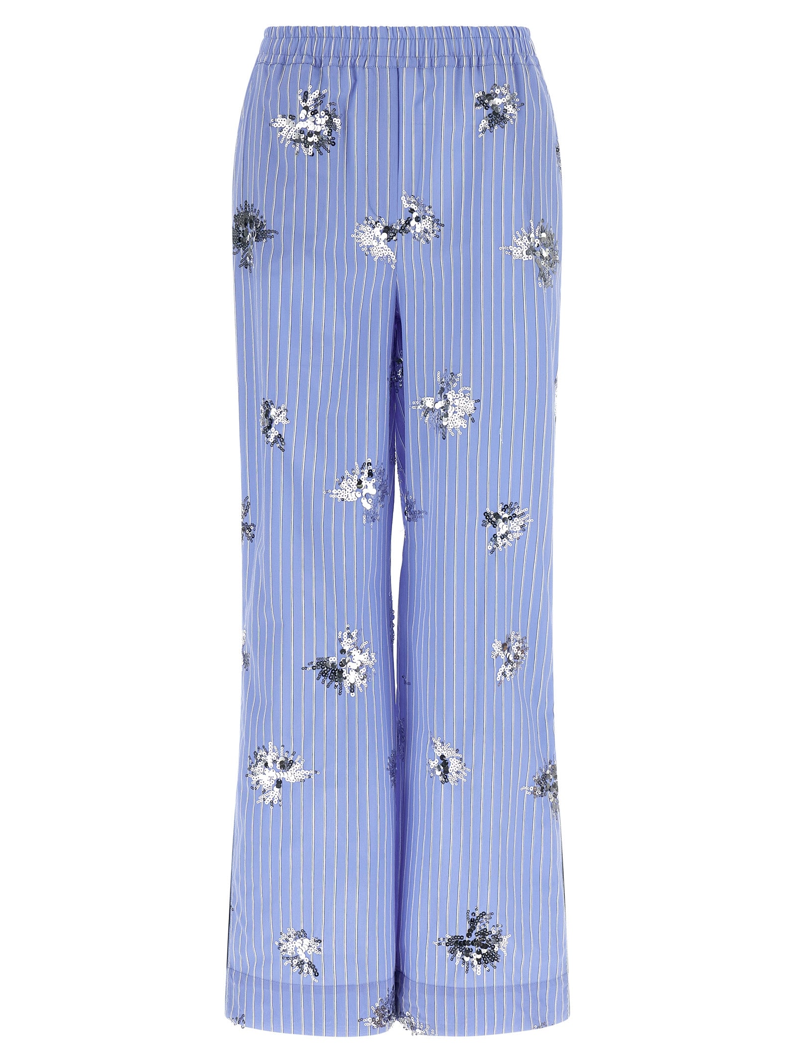 LE TWINS Blue Cotton Casual Women's Pants