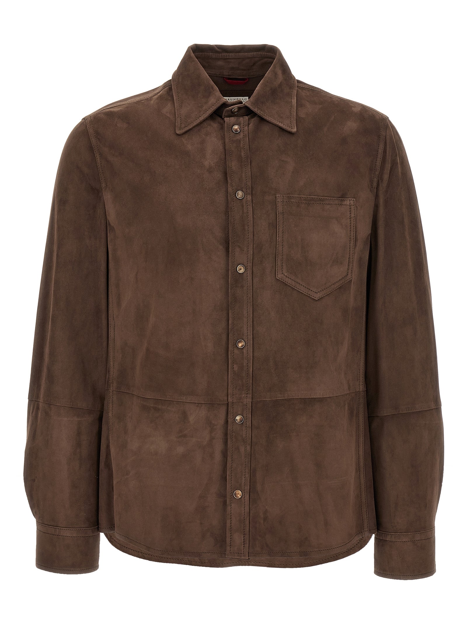 Brunello Cucinelli Brown Lamb Leather Men's Blouse