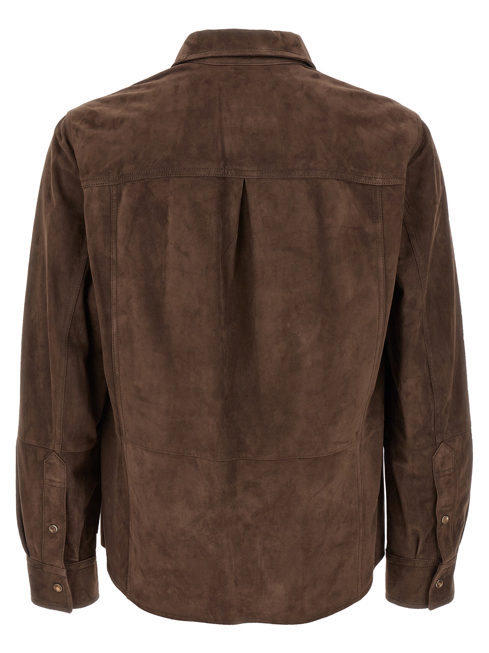 Brunello Cucinelli Brown Lamb Leather Men's Blouse