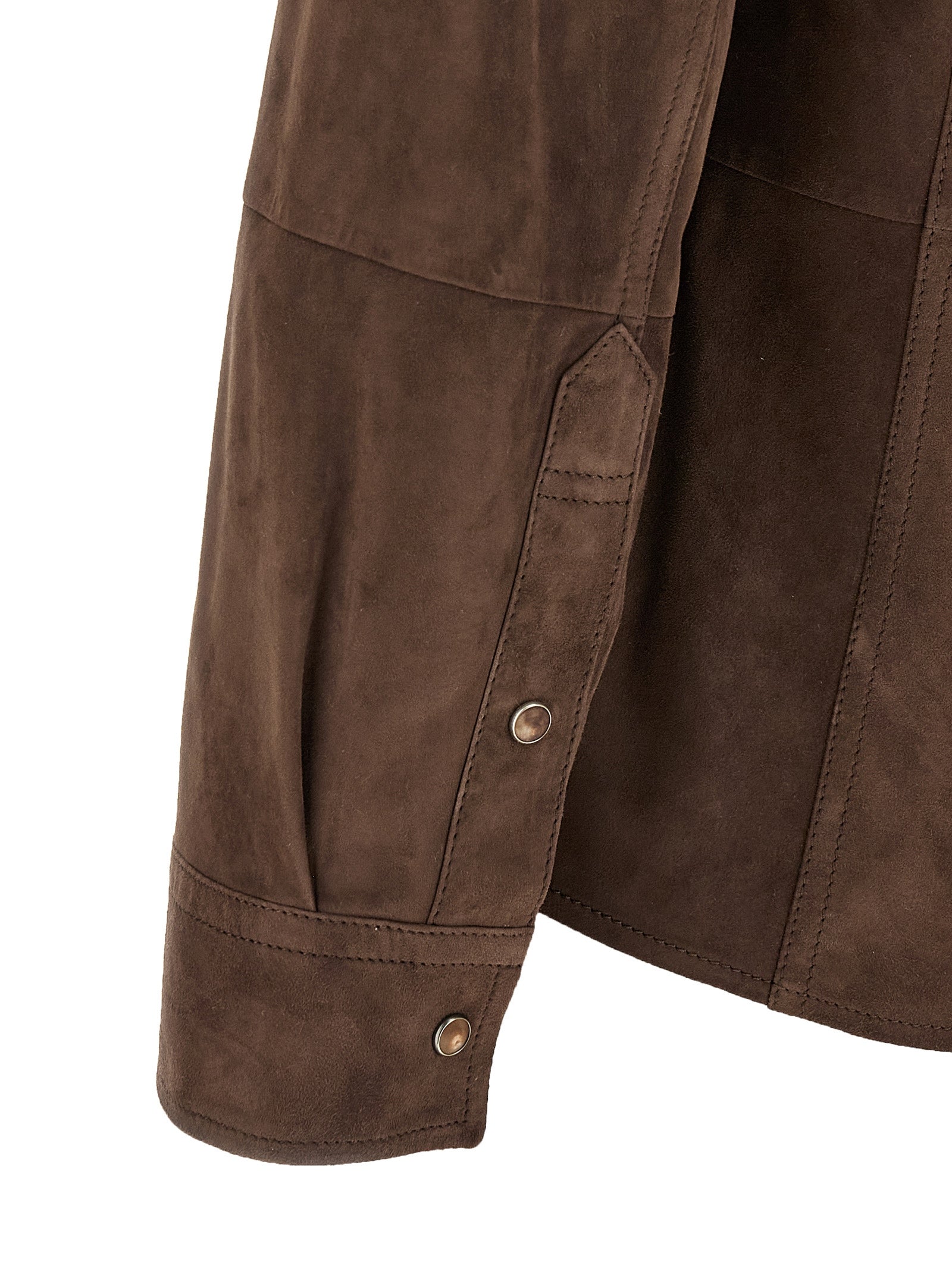 Brunello Cucinelli Brown Lamb Leather Men's Blouse