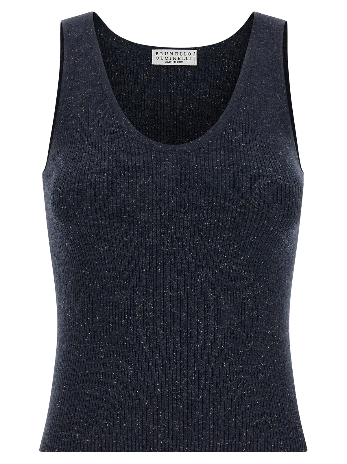 Brunello Cucinelli Blue Cashmere Sleeveles Women's T-Shirt