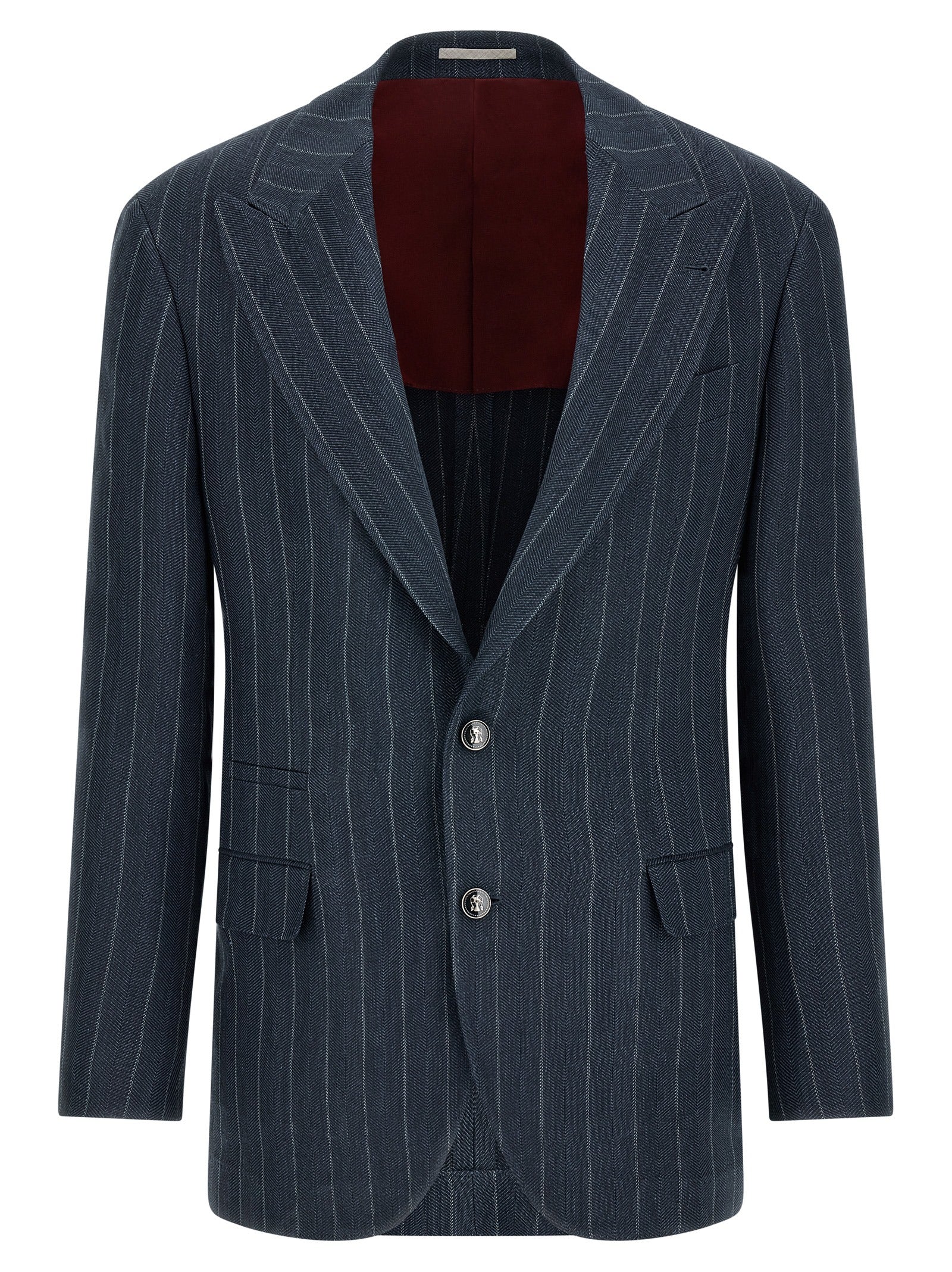 Brunello Cucinelli Blue Hemp Men's Blazer