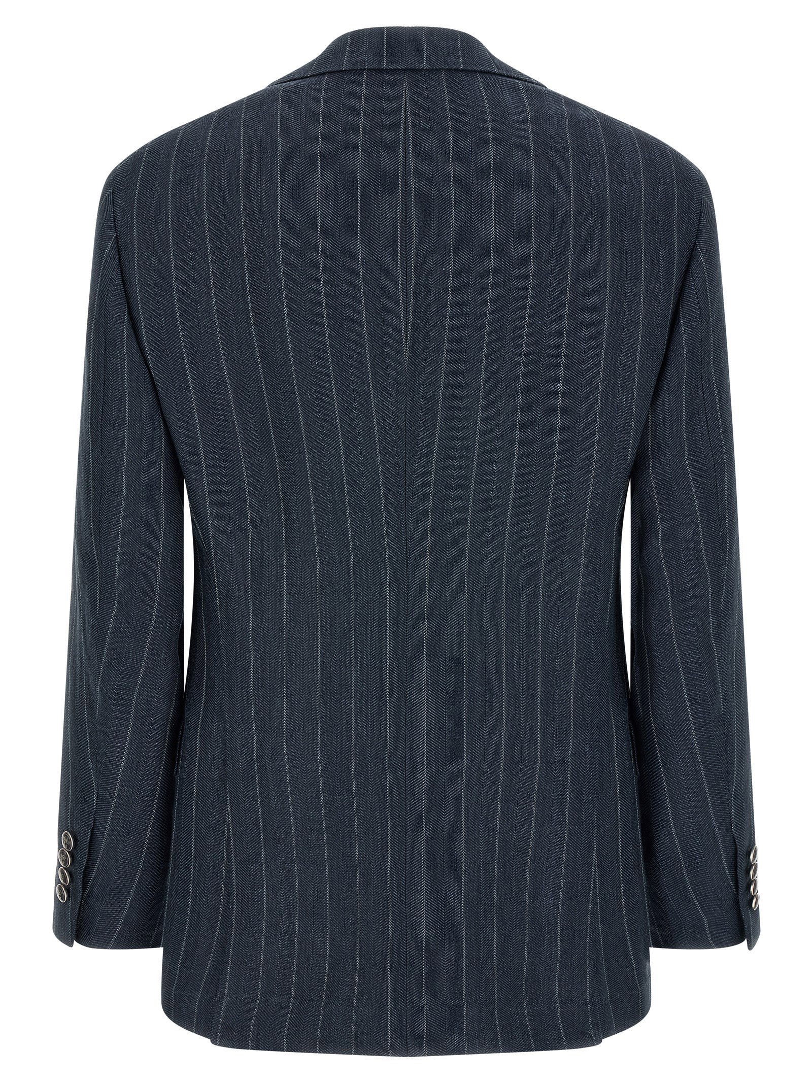 Brunello Cucinelli Blue Hemp Men's Blazer