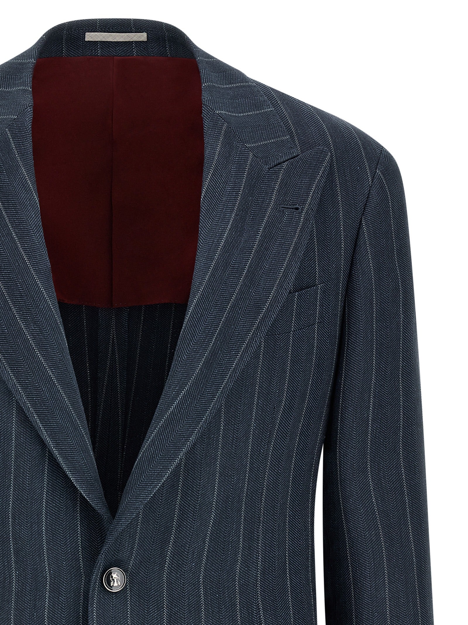 Brunello Cucinelli Blue Hemp Men's Blazer