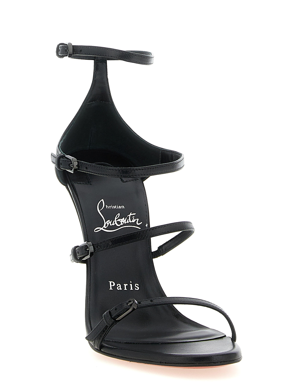 Christian Louboutin Black Goatskin Stiletto Heel Women's Sandals