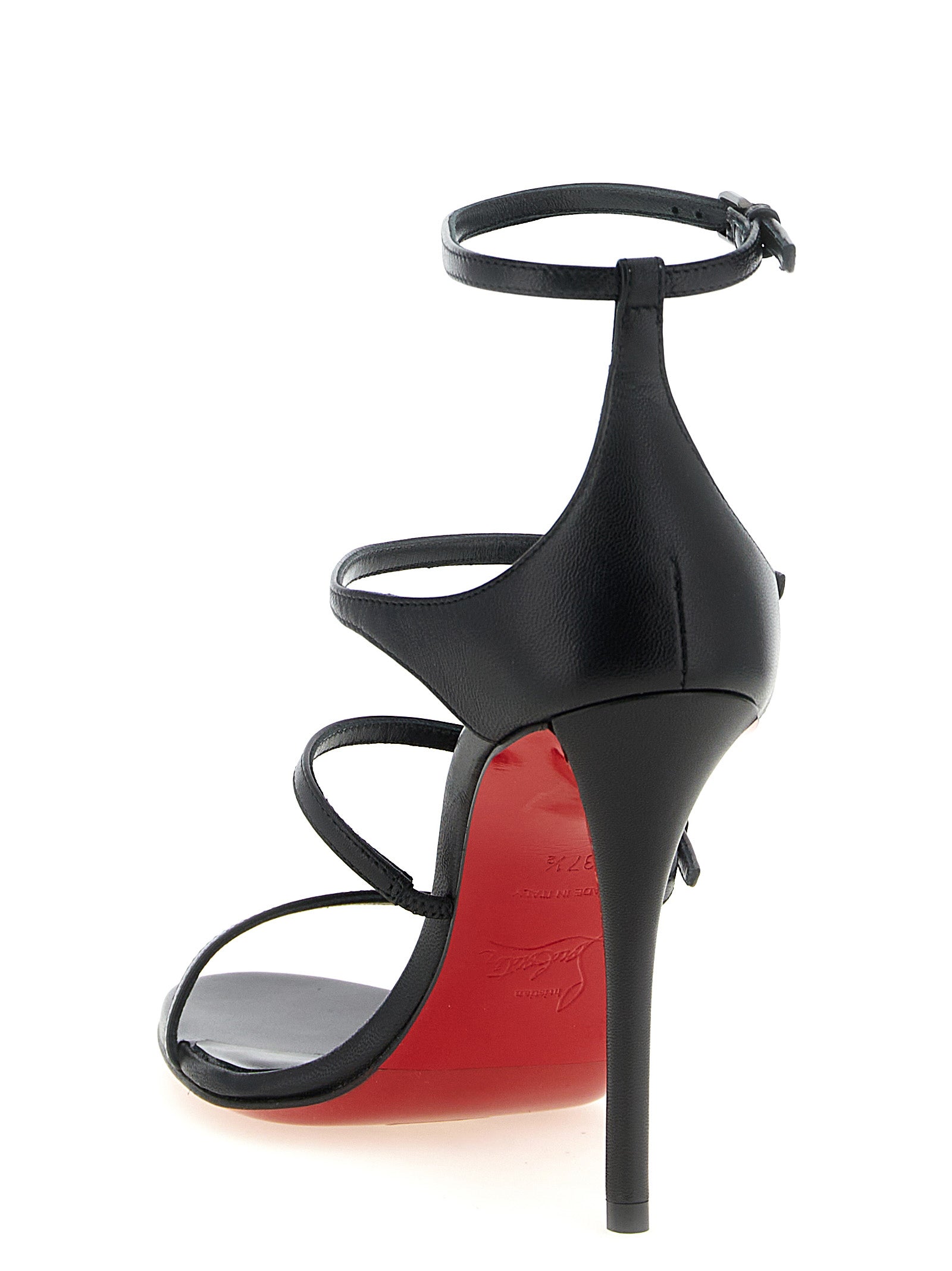 Christian Louboutin Black Goatskin Stiletto Heel Women's Sandals