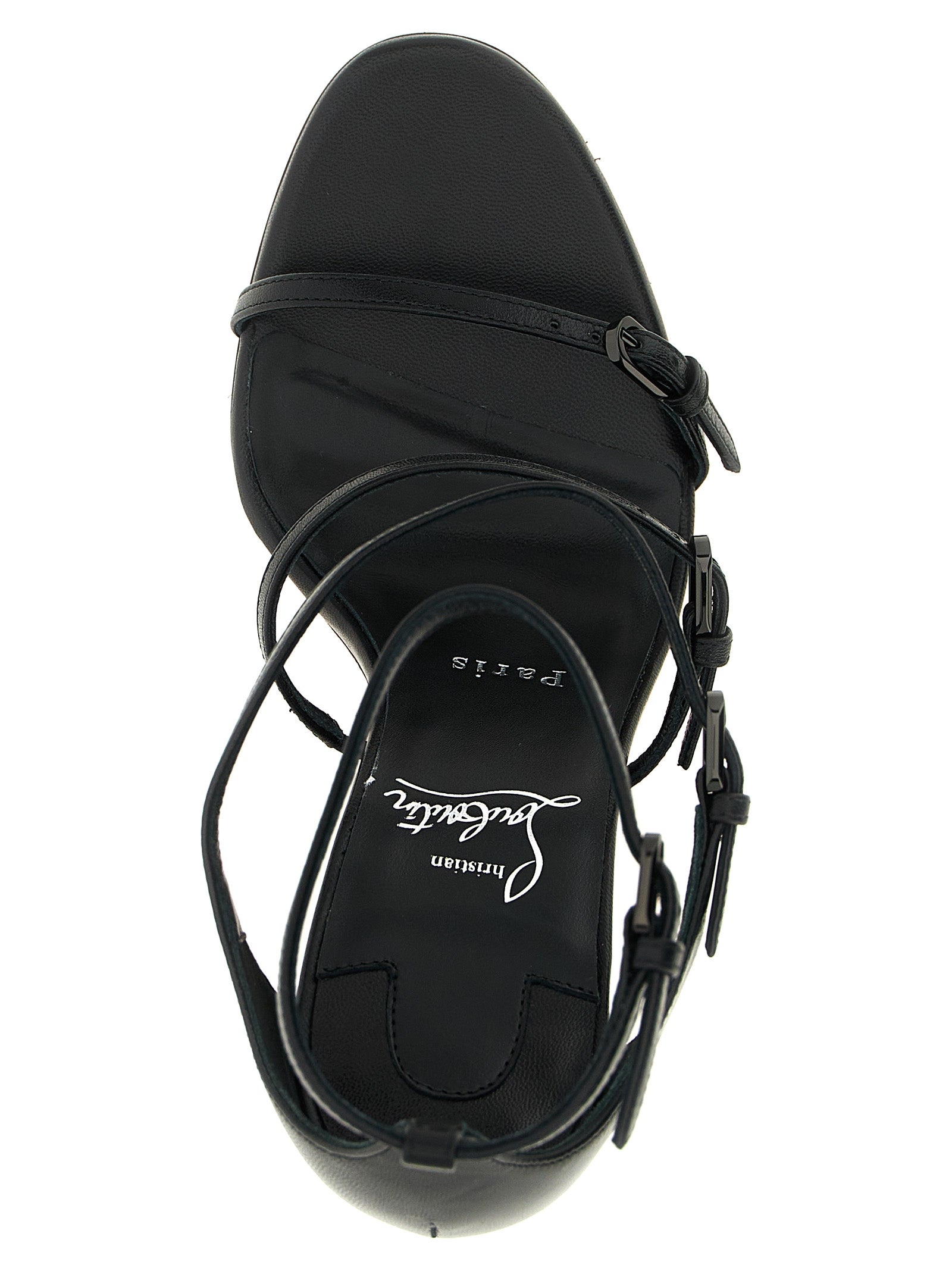Christian Louboutin Black Goatskin Stiletto Heel Women's Sandals