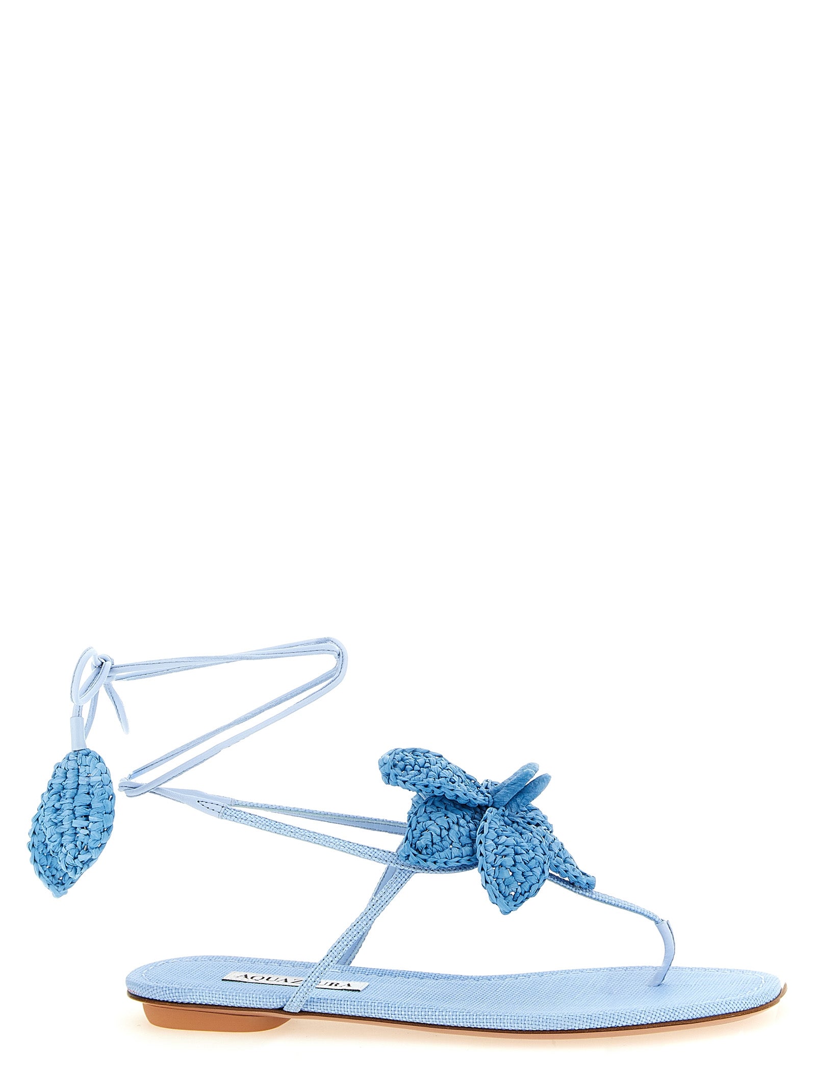 Aquazzura Blue Viscose Flat Women's Sandals