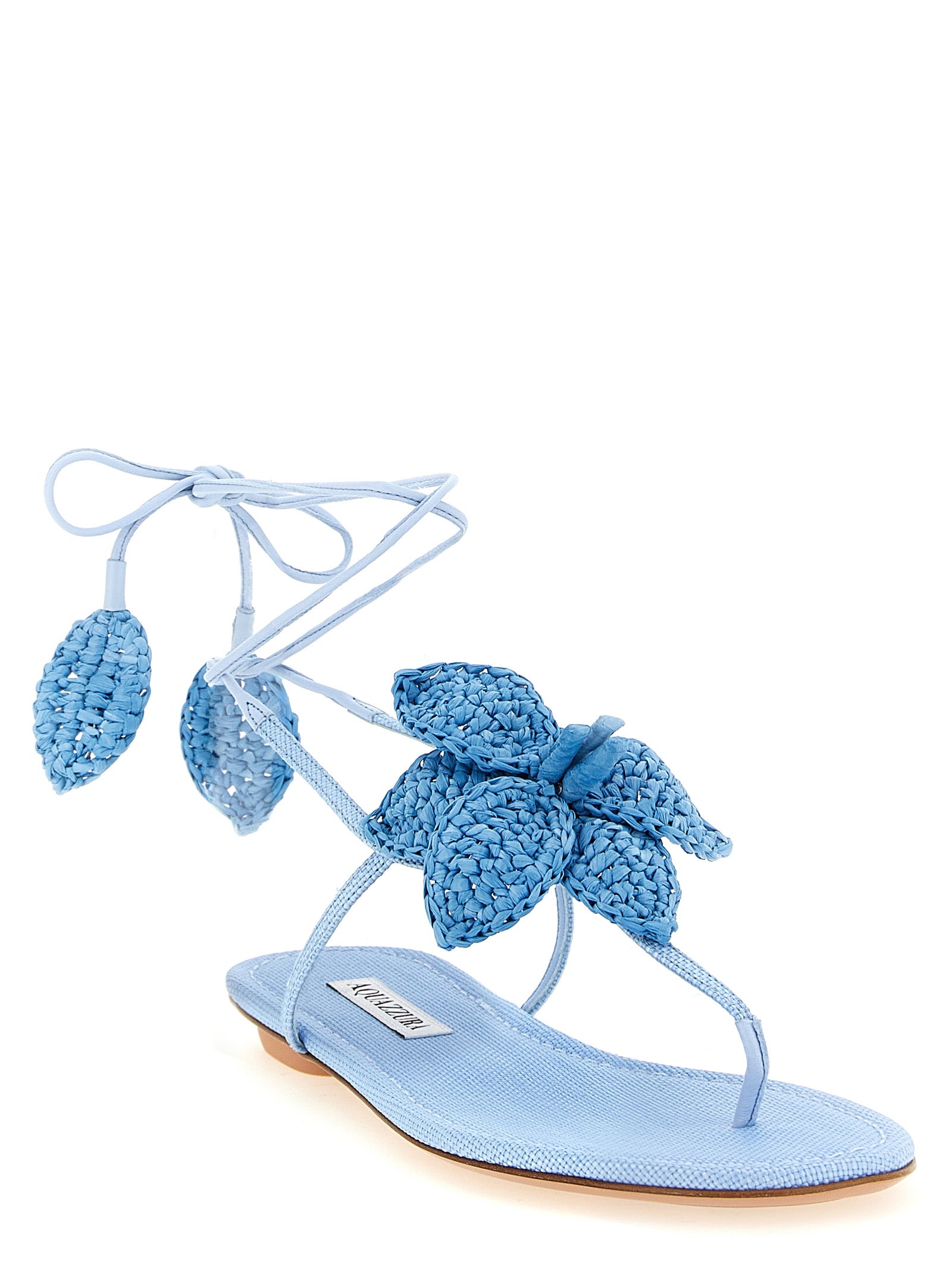 Aquazzura Blue Viscose Flat Women's Sandals