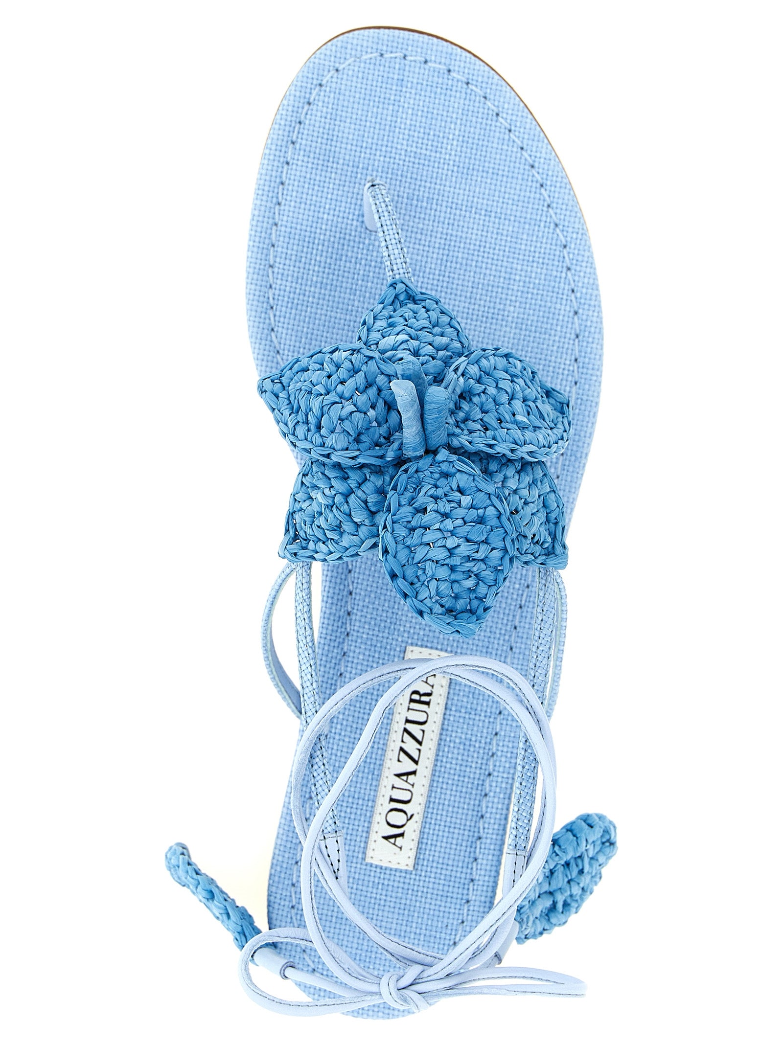 Aquazzura Blue Viscose Flat Women's Sandals