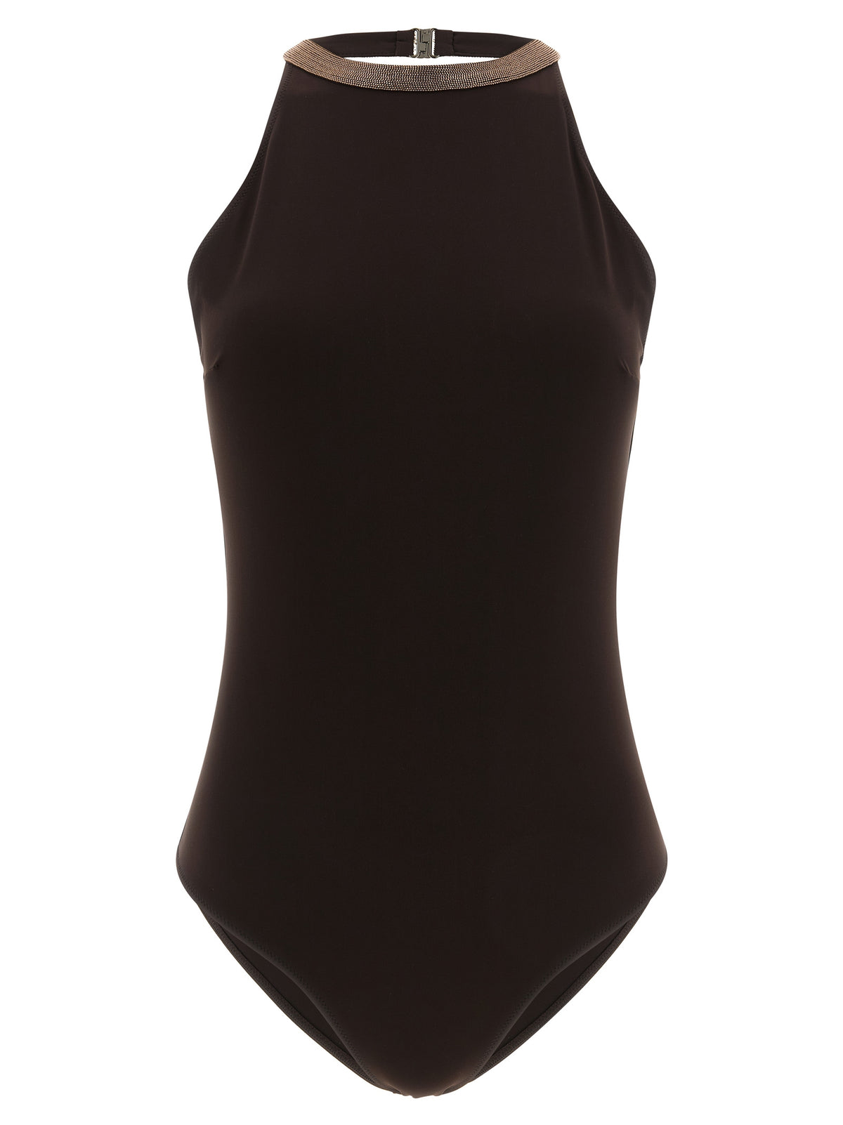 Brunello Cucinelli Brown Polyamide One-Piece Women's Swimsuit