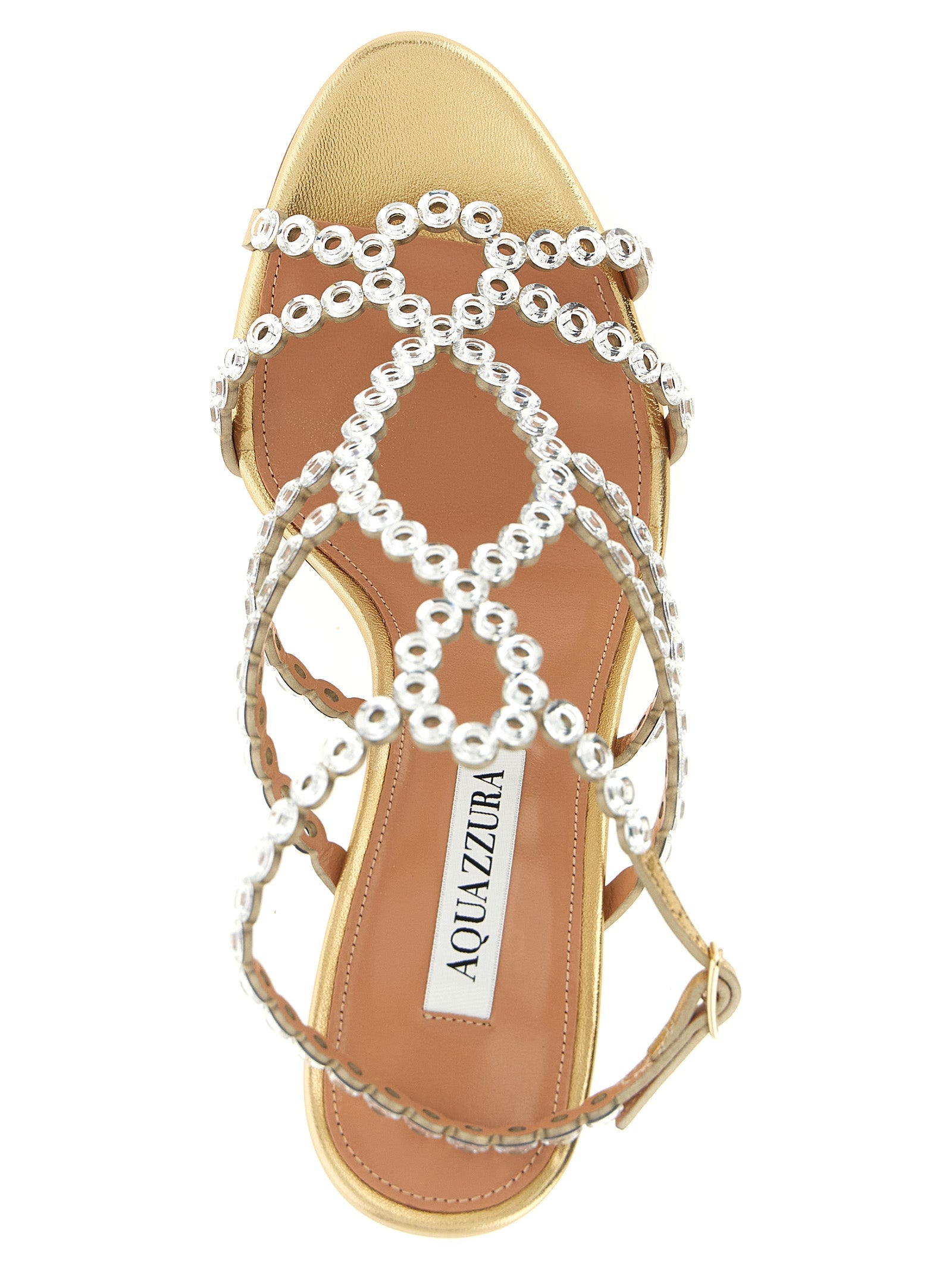 Aquazzura Gold Lamb Leather Stiletto Heel Women's Sandals