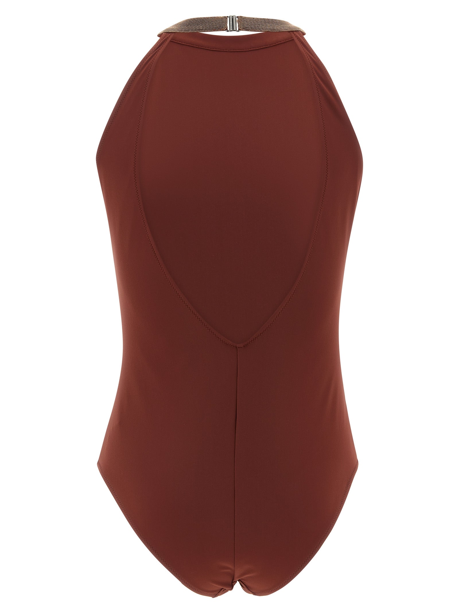 Brunello Cucinelli Bordeaux Polyamide One-Piece Women's Swimsuit