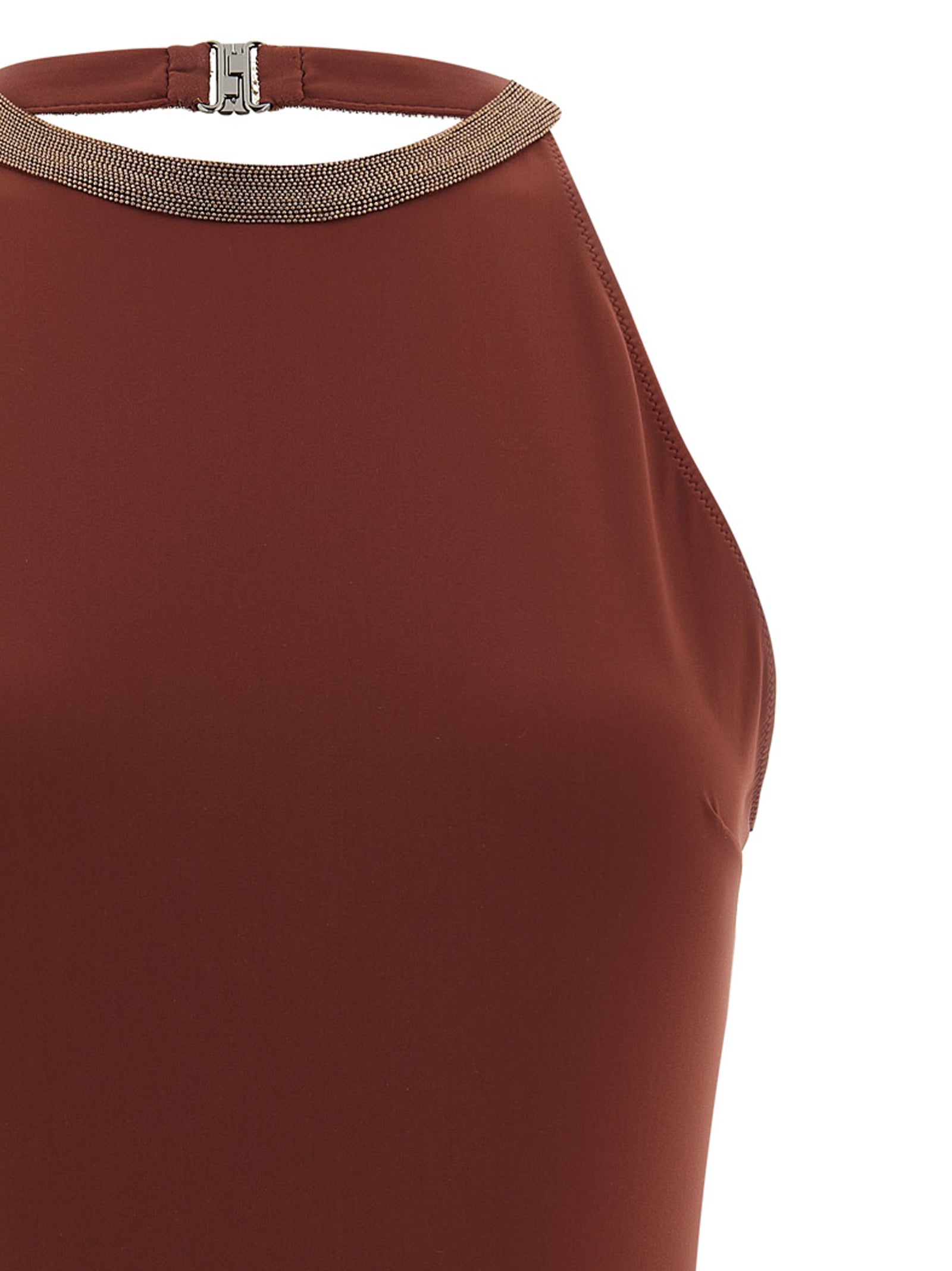 Brunello Cucinelli Bordeaux Polyamide One-Piece Women's Swimsuit