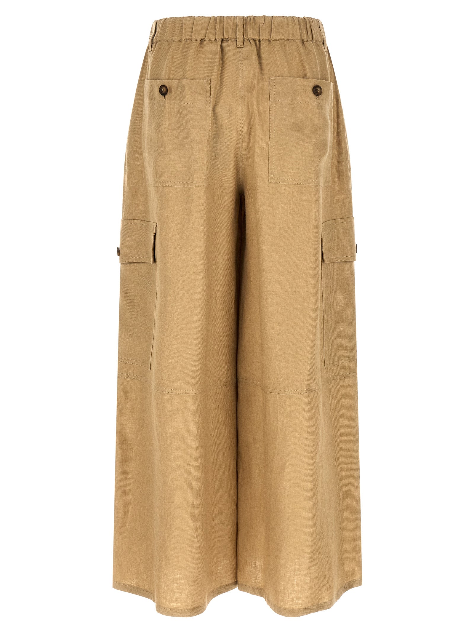 Max Mara Beige Linen Cargo Women's Pants