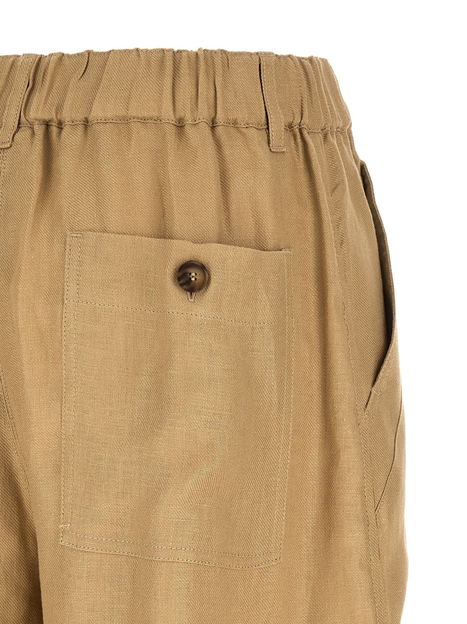 Max Mara Beige Linen Cargo Women's Pants